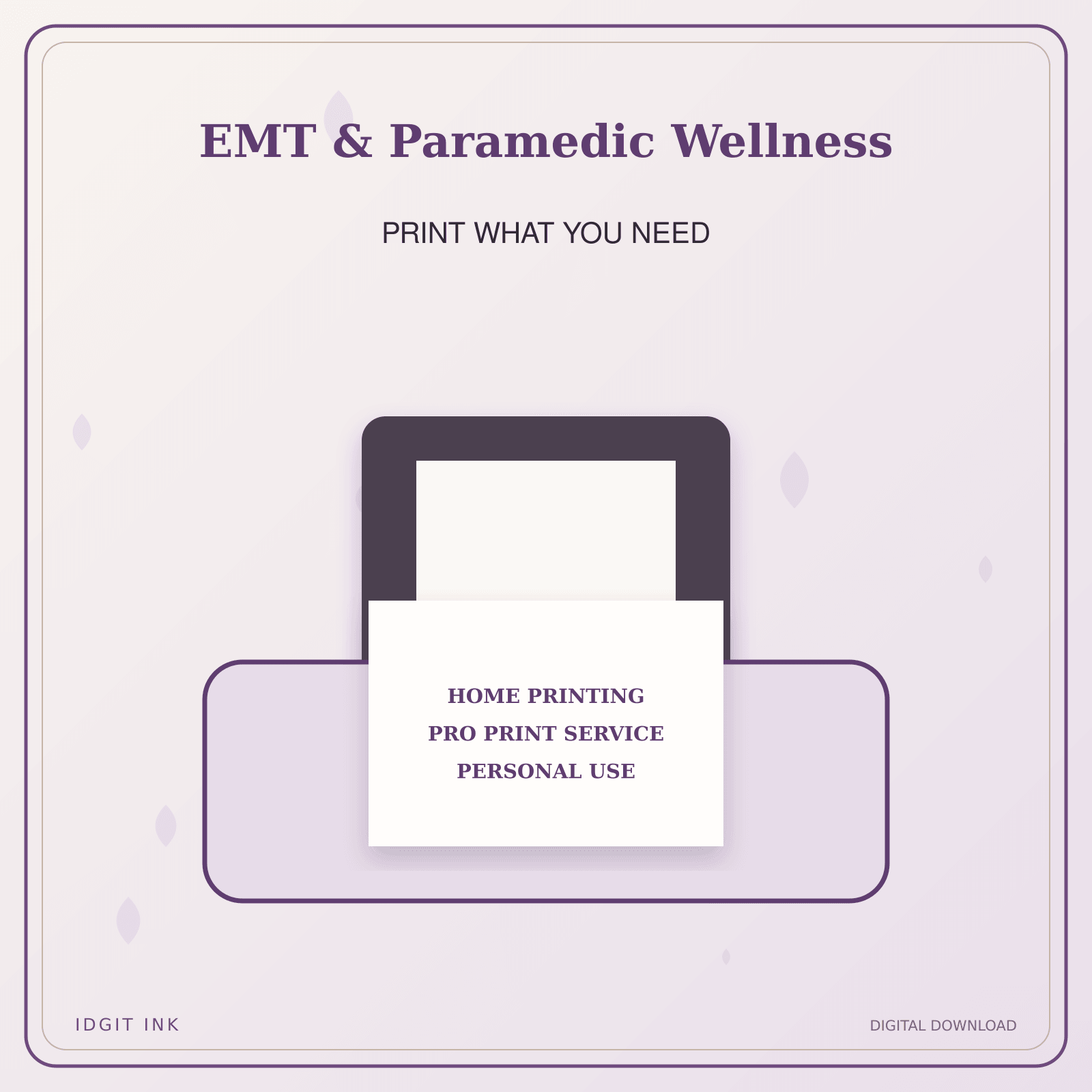 Idgit Ink EMT & Paramedic Wellness deluxe journal and planner bundle — home and professional printing information