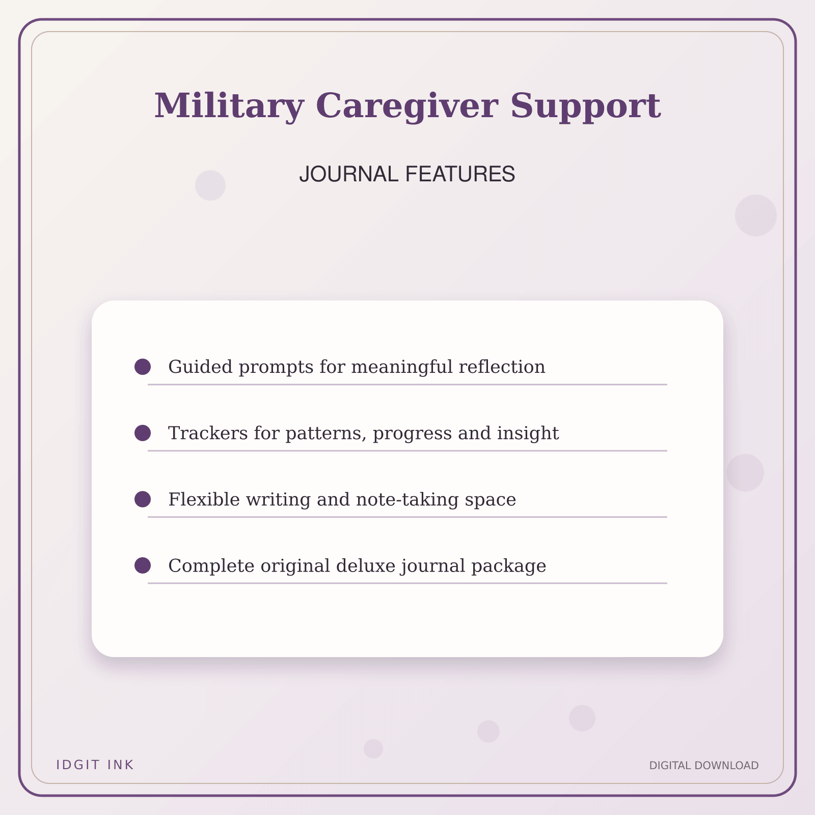 Idgit Ink Military Caregiver Support deluxe journal and planner bundle — journal prompts and reflection features