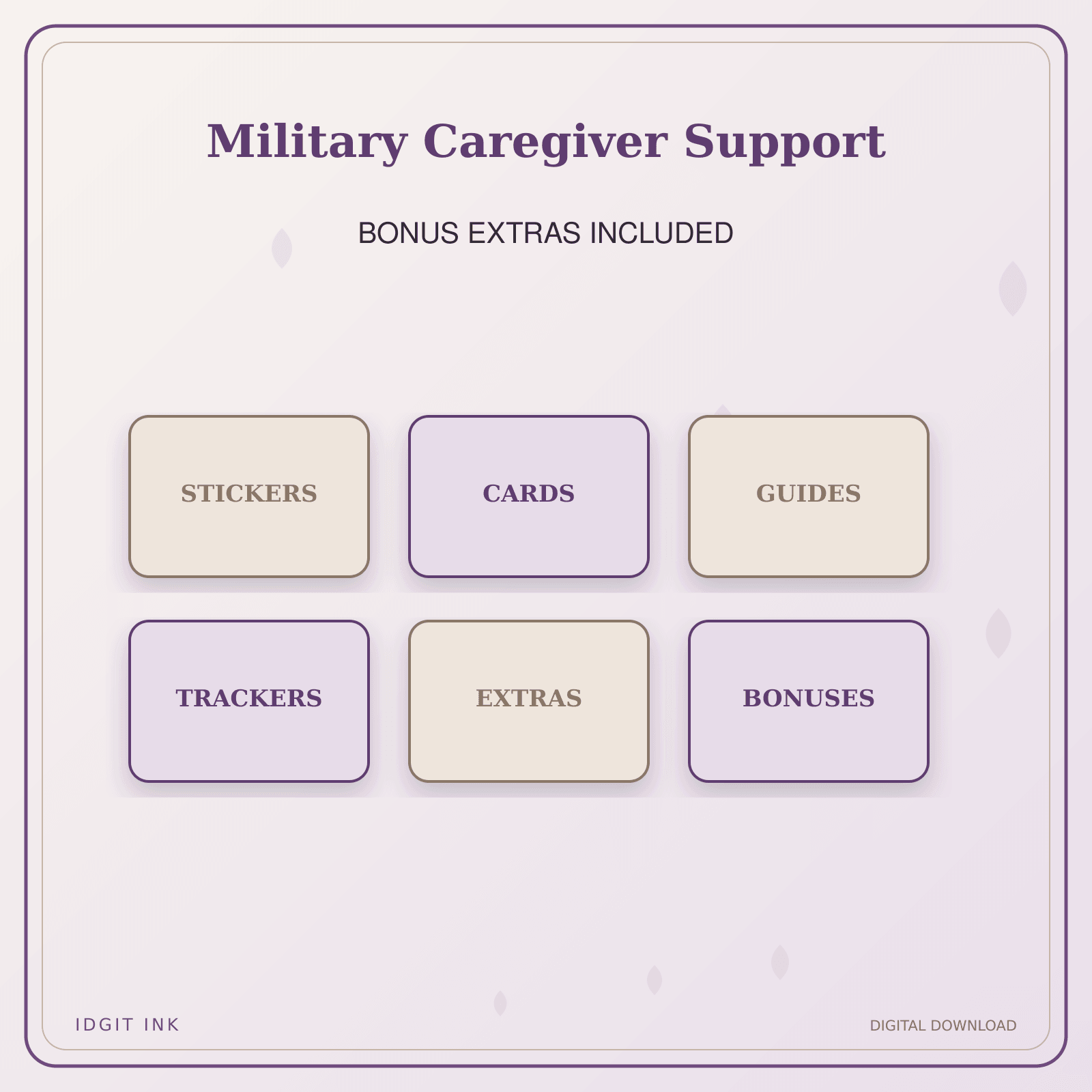 Idgit Ink Military Caregiver Support deluxe journal and planner bundle — included digital stickers and cards