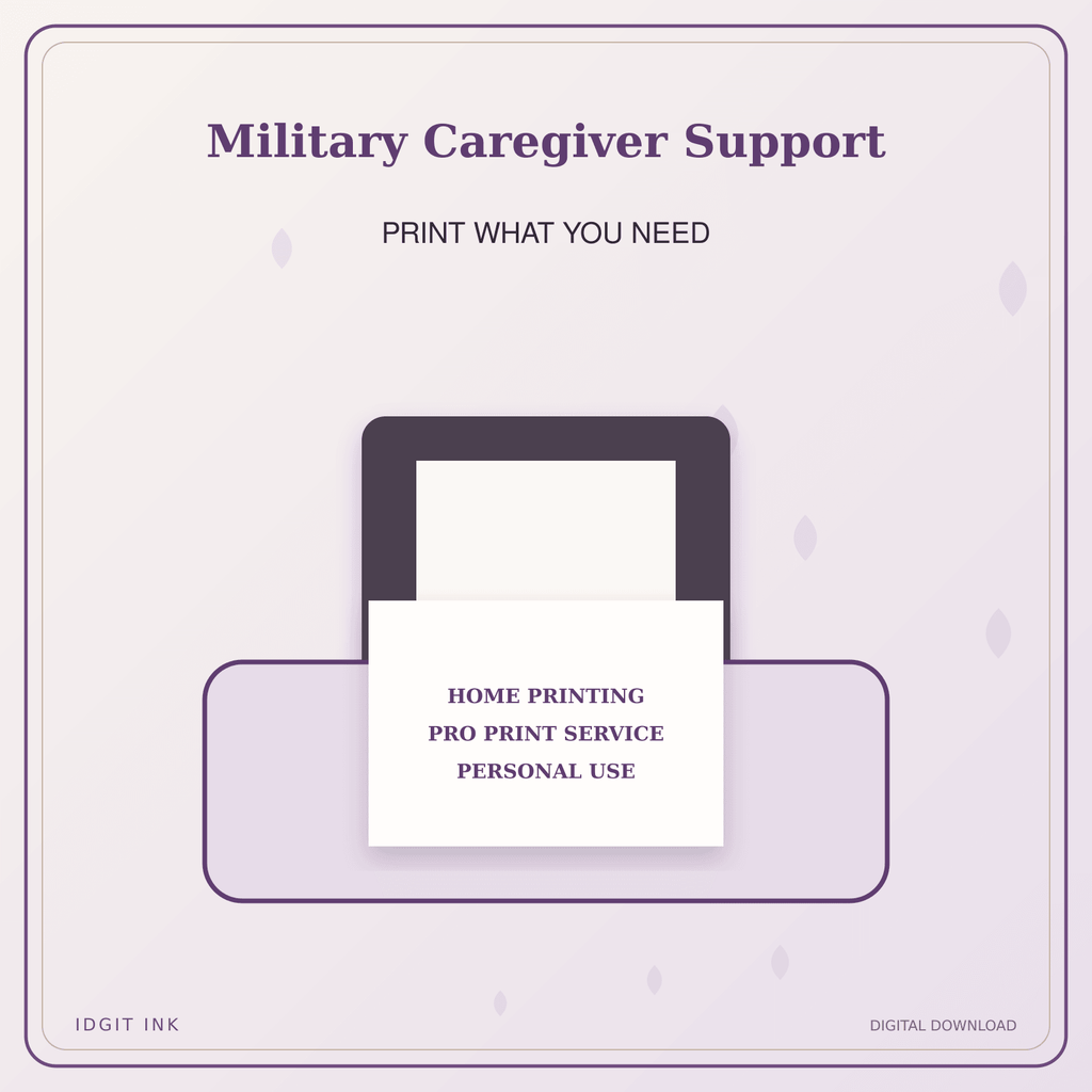 Idgit Ink Military Caregiver Support deluxe journal and planner bundle — home and professional printing information