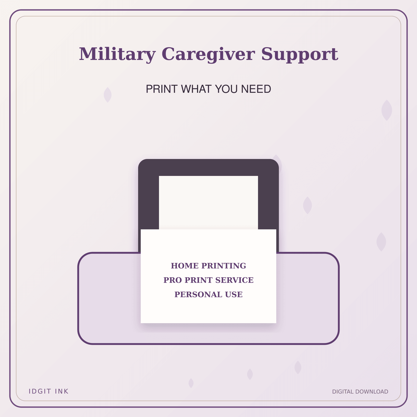 Idgit Ink Military Caregiver Support deluxe journal and planner bundle — home and professional printing information