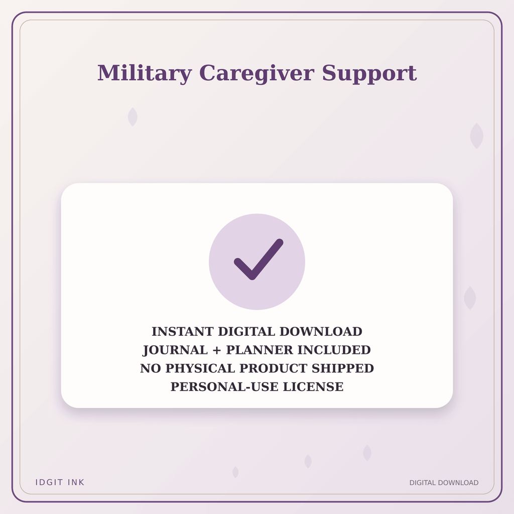 Idgit Ink Military Caregiver Support deluxe journal and planner bundle — instant download and no physical product notice