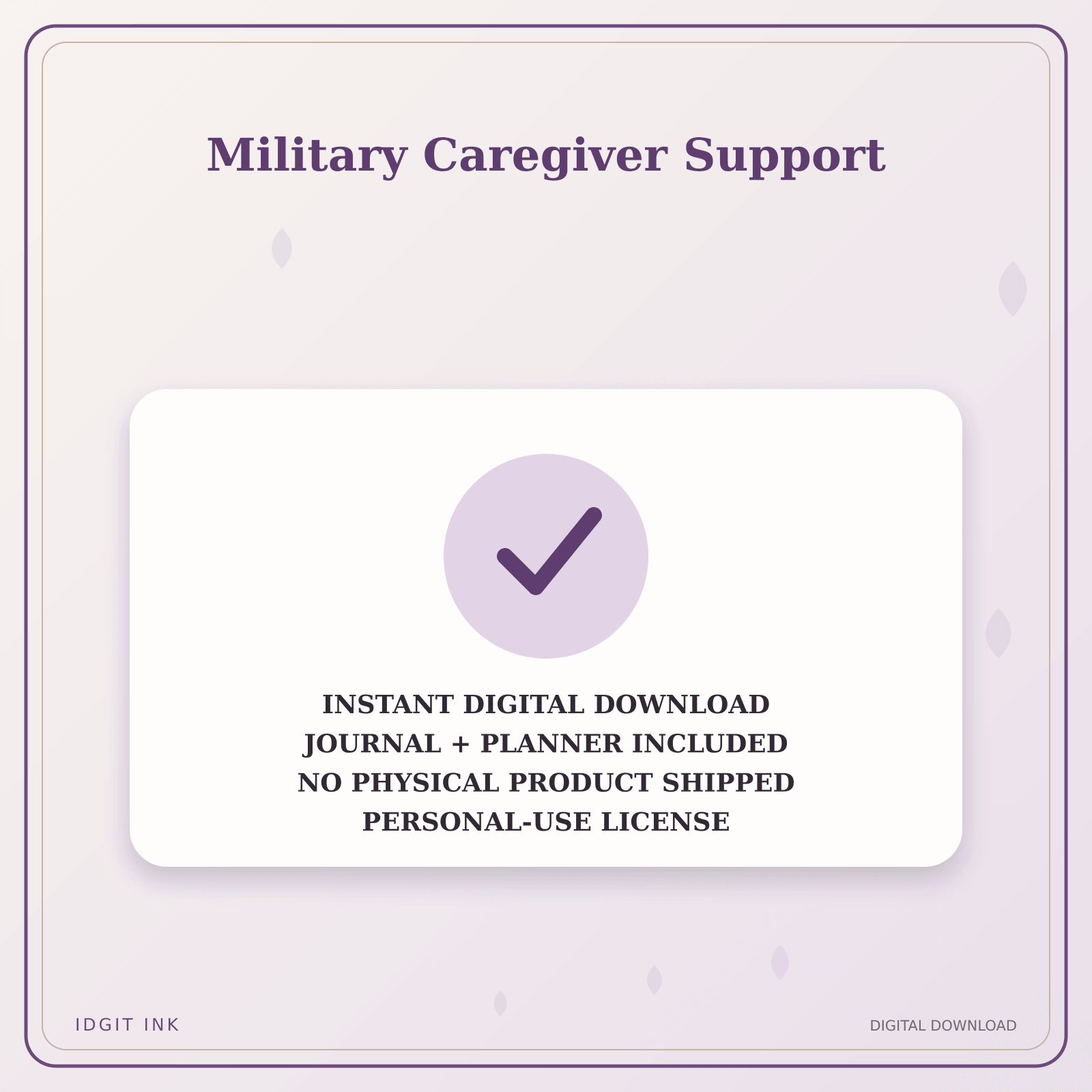 Idgit Ink Military Caregiver Support deluxe journal and planner bundle — instant download and no physical product notice