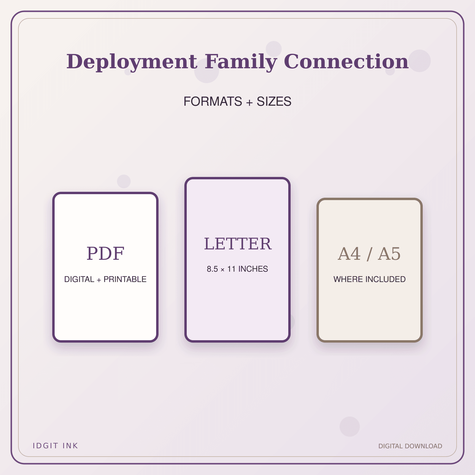 Idgit Ink Deployment Family Connection deluxe journal and planner bundle — digital formats and available page sizes