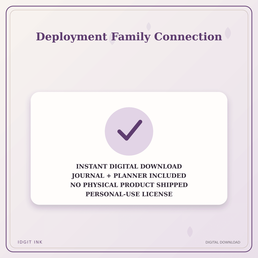 Idgit Ink Deployment Family Connection deluxe journal and planner bundle — instant download and no physical product notice
