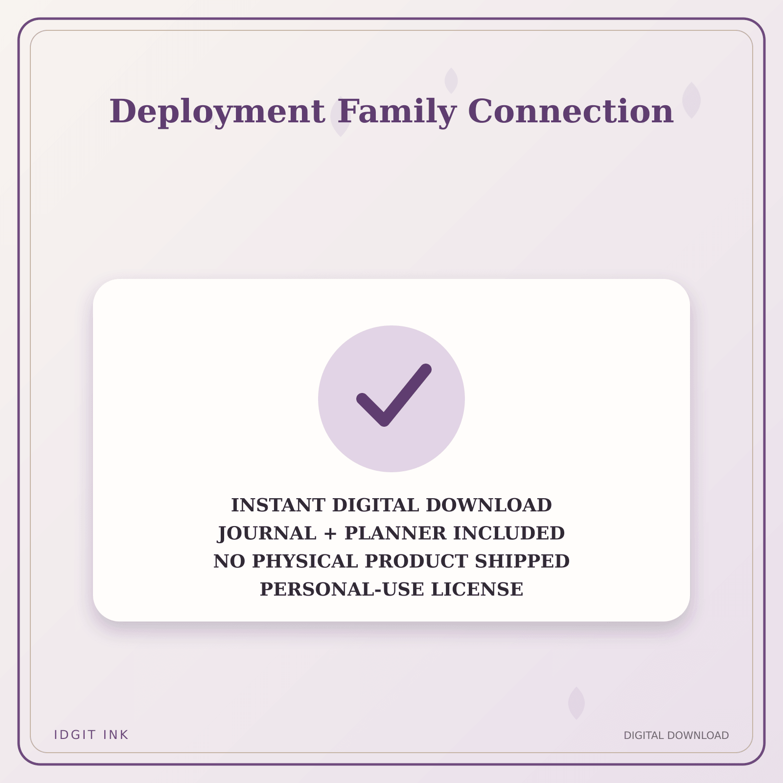 Idgit Ink Deployment Family Connection deluxe journal and planner bundle — instant download and no physical product notice