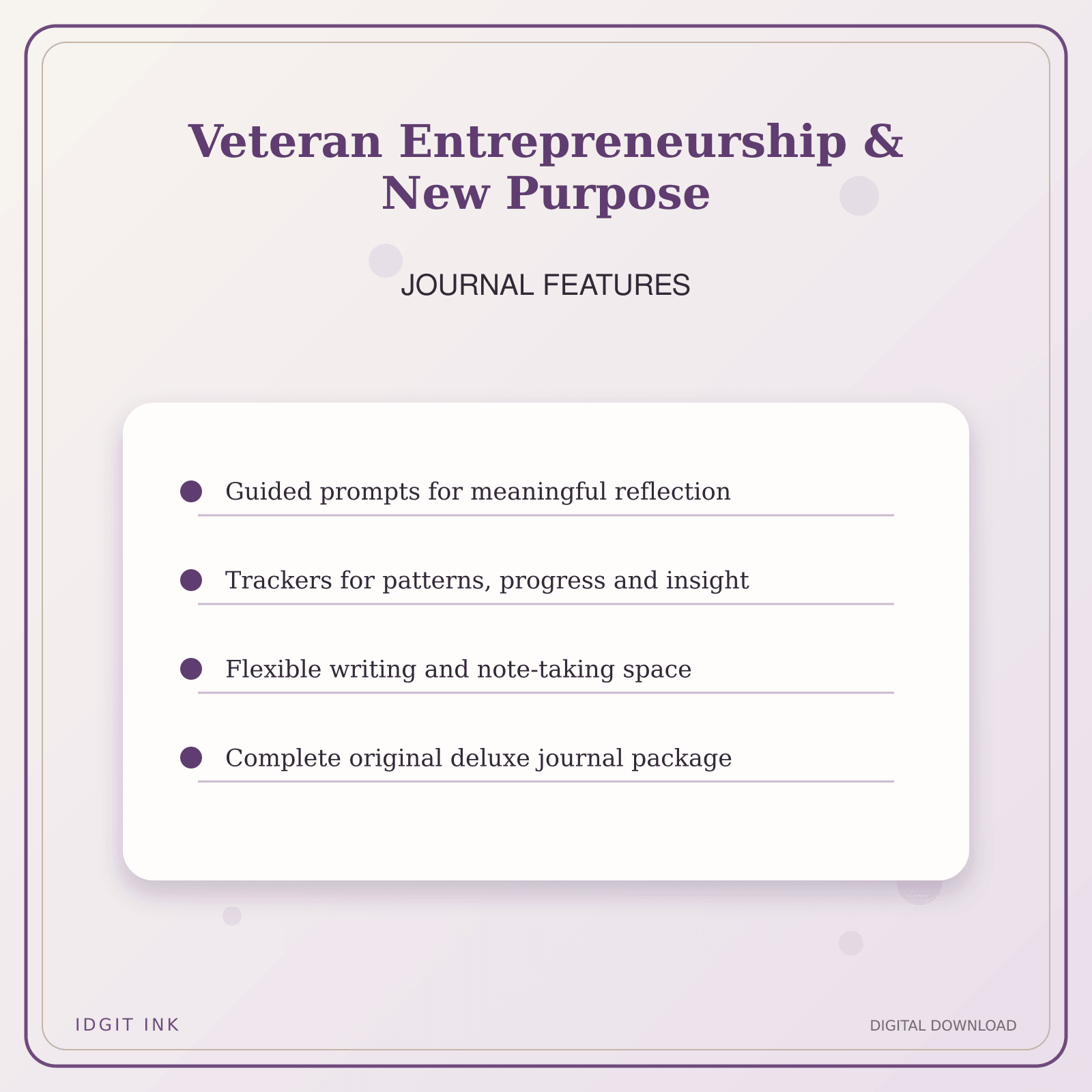 Idgit Ink Veteran Entrepreneurship & New Purpose deluxe journal and planner bundle — journal prompts and reflection features