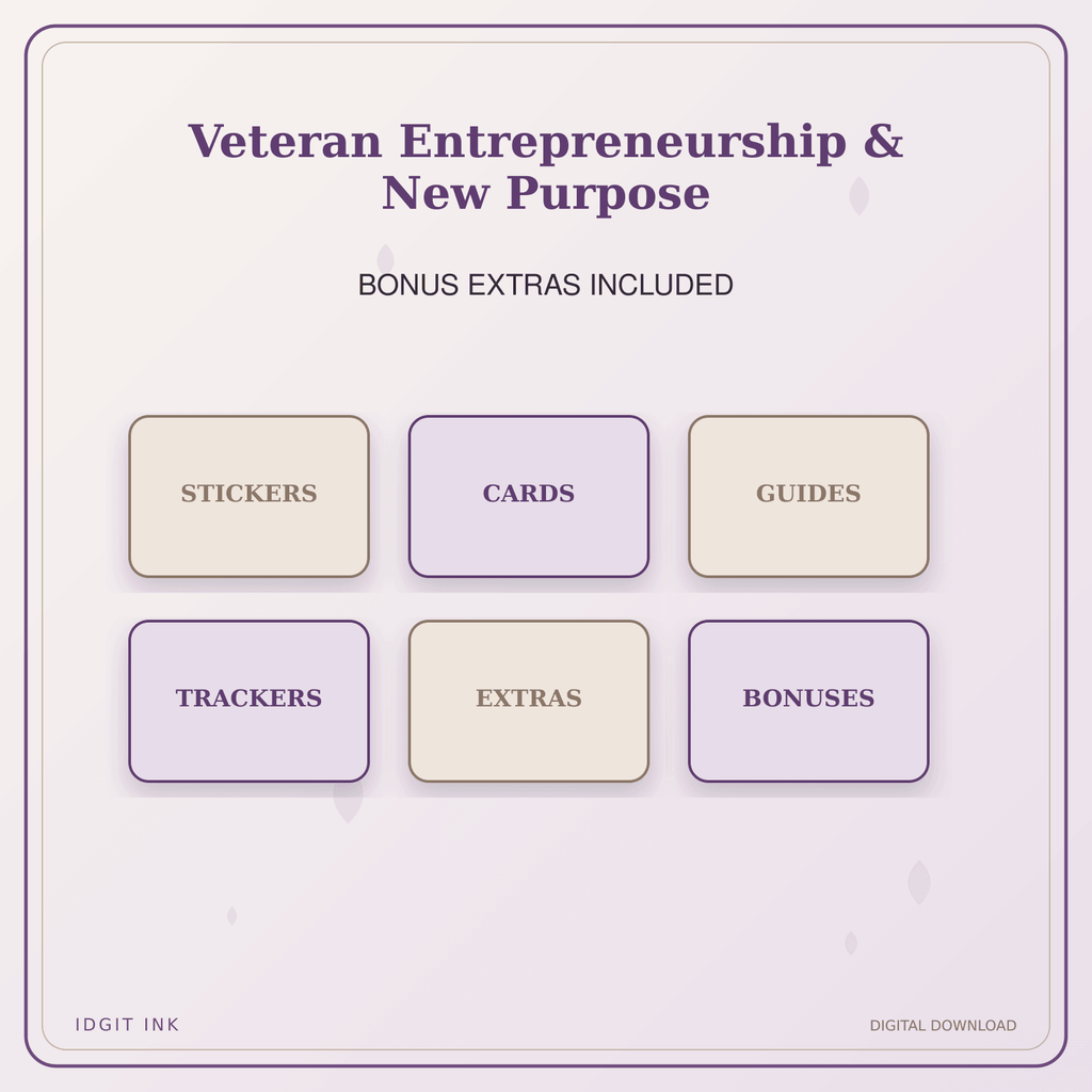 Idgit Ink Veteran Entrepreneurship & New Purpose deluxe journal and planner bundle — included digital stickers and cards