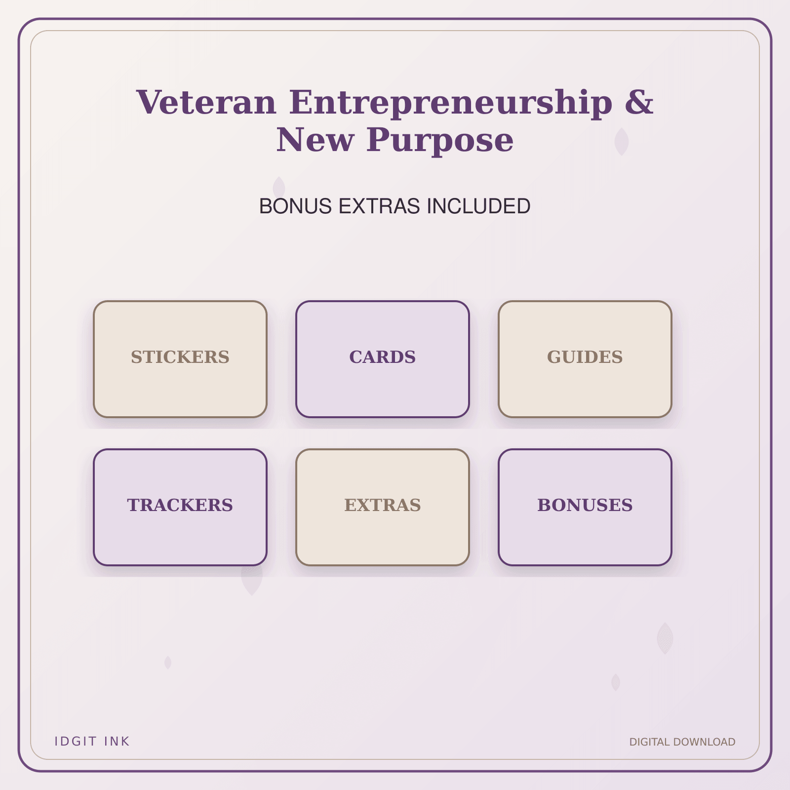 Idgit Ink Veteran Entrepreneurship & New Purpose deluxe journal and planner bundle — included digital stickers and cards