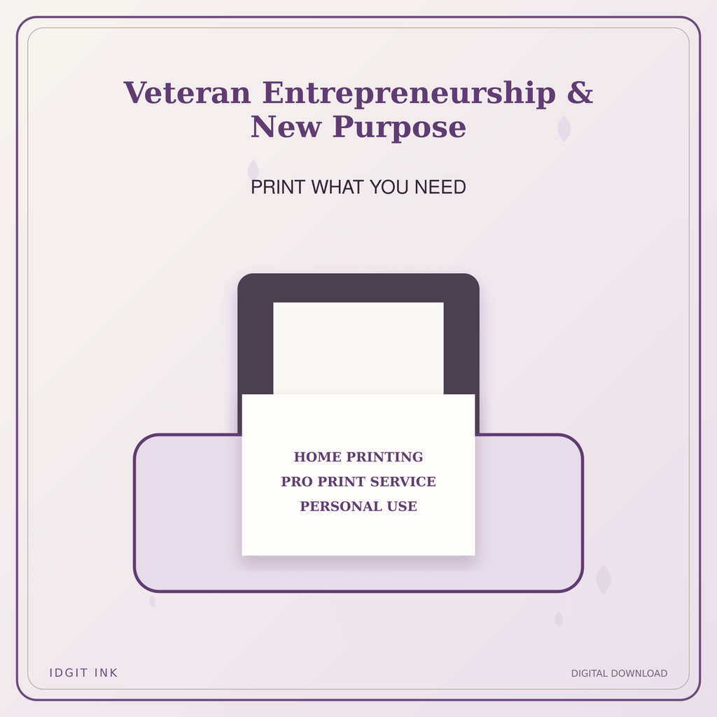 Idgit Ink Veteran Entrepreneurship & New Purpose deluxe journal and planner bundle — home and professional printing information