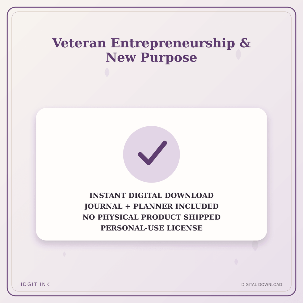 Idgit Ink Veteran Entrepreneurship & New Purpose deluxe journal and planner bundle — instant download and no physical product notice