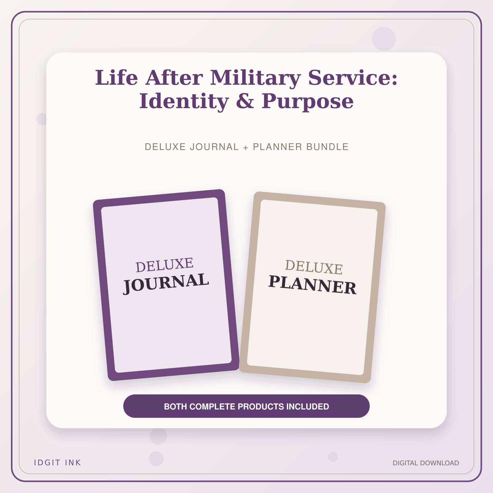 Idgit Ink Life After Military Service: Identity & Purpose deluxe journal and planner bundle — primary bundle cover showing both deluxe products