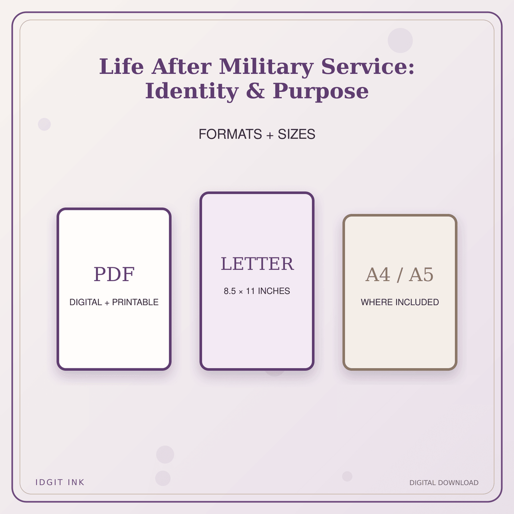 Idgit Ink Life After Military Service: Identity & Purpose deluxe journal and planner bundle — digital formats and available page sizes