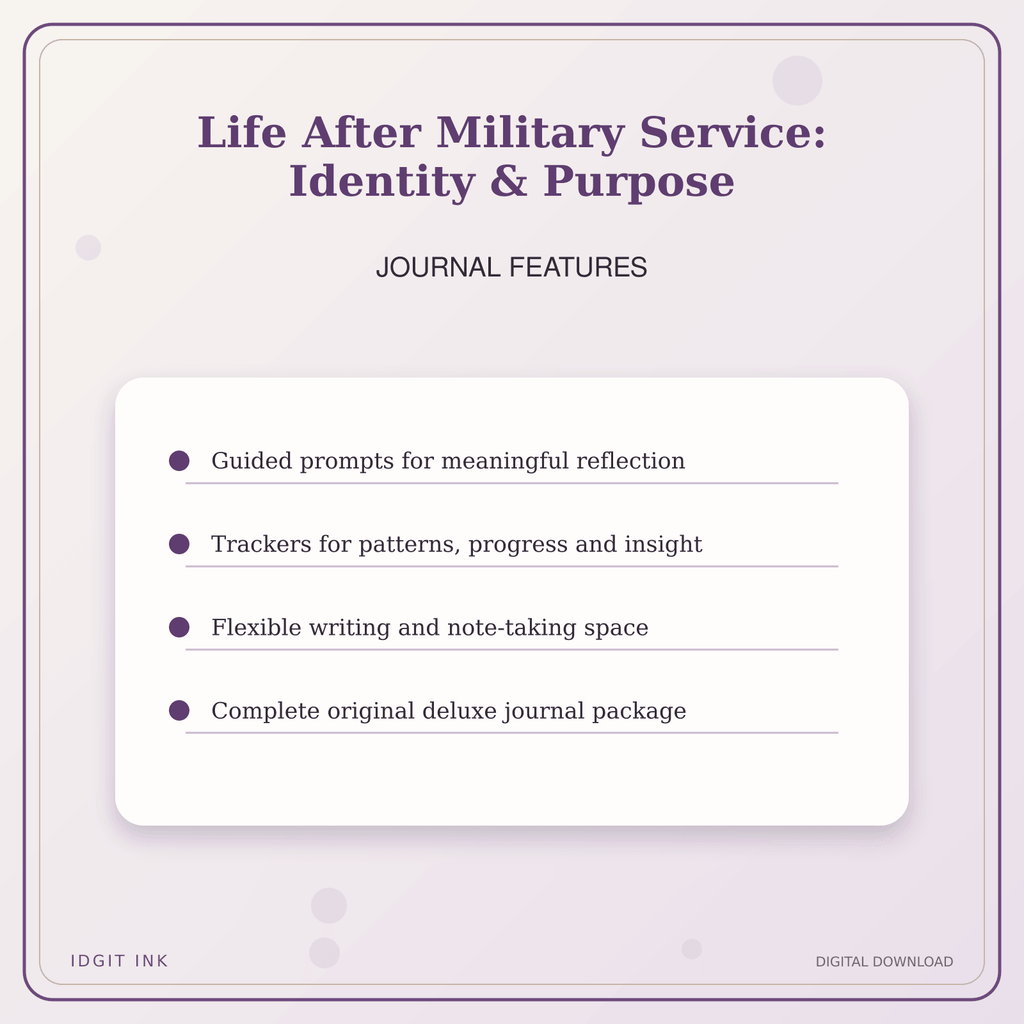 Idgit Ink Life After Military Service: Identity & Purpose deluxe journal and planner bundle — journal prompts and reflection features