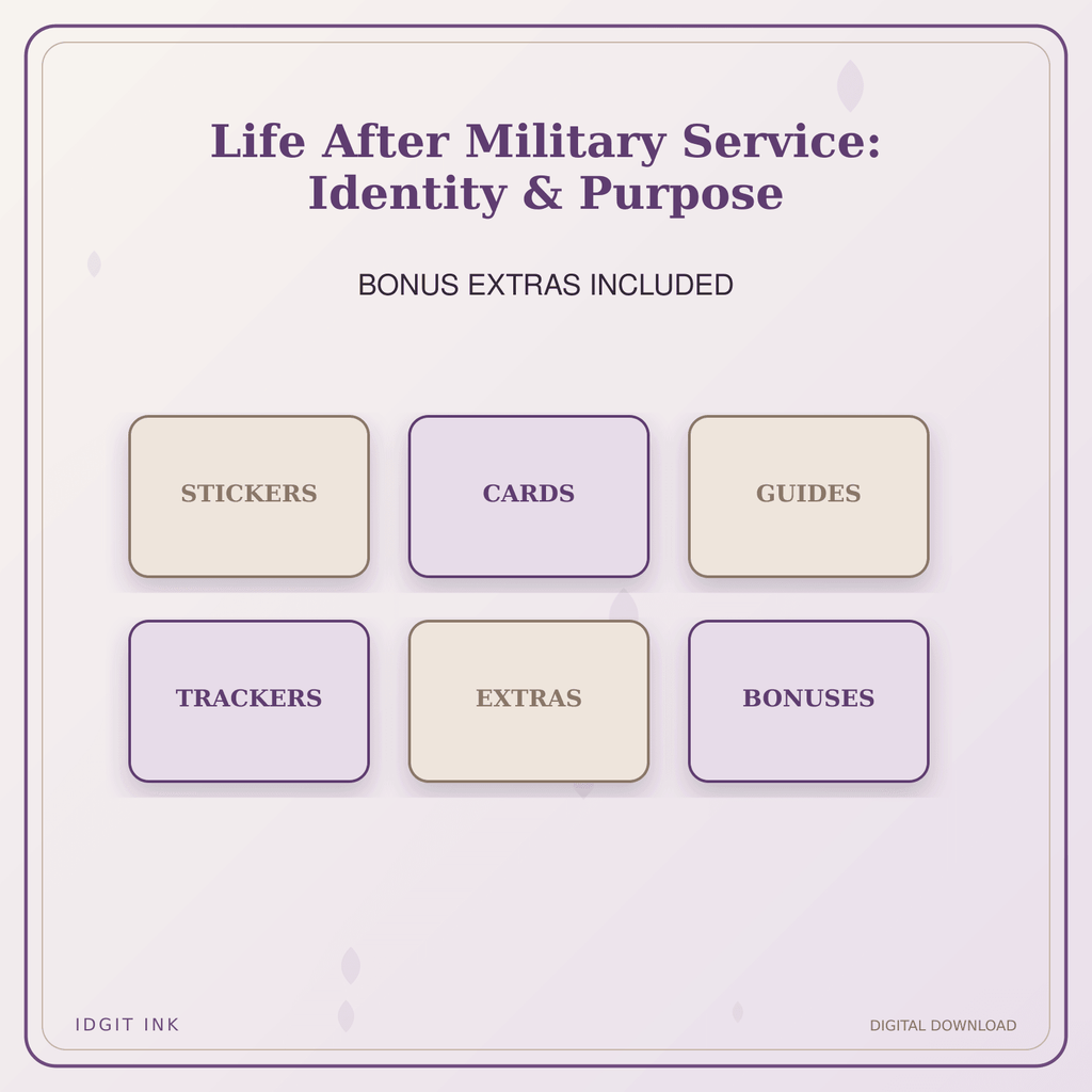 Idgit Ink Life After Military Service: Identity & Purpose deluxe journal and planner bundle — included digital stickers and cards