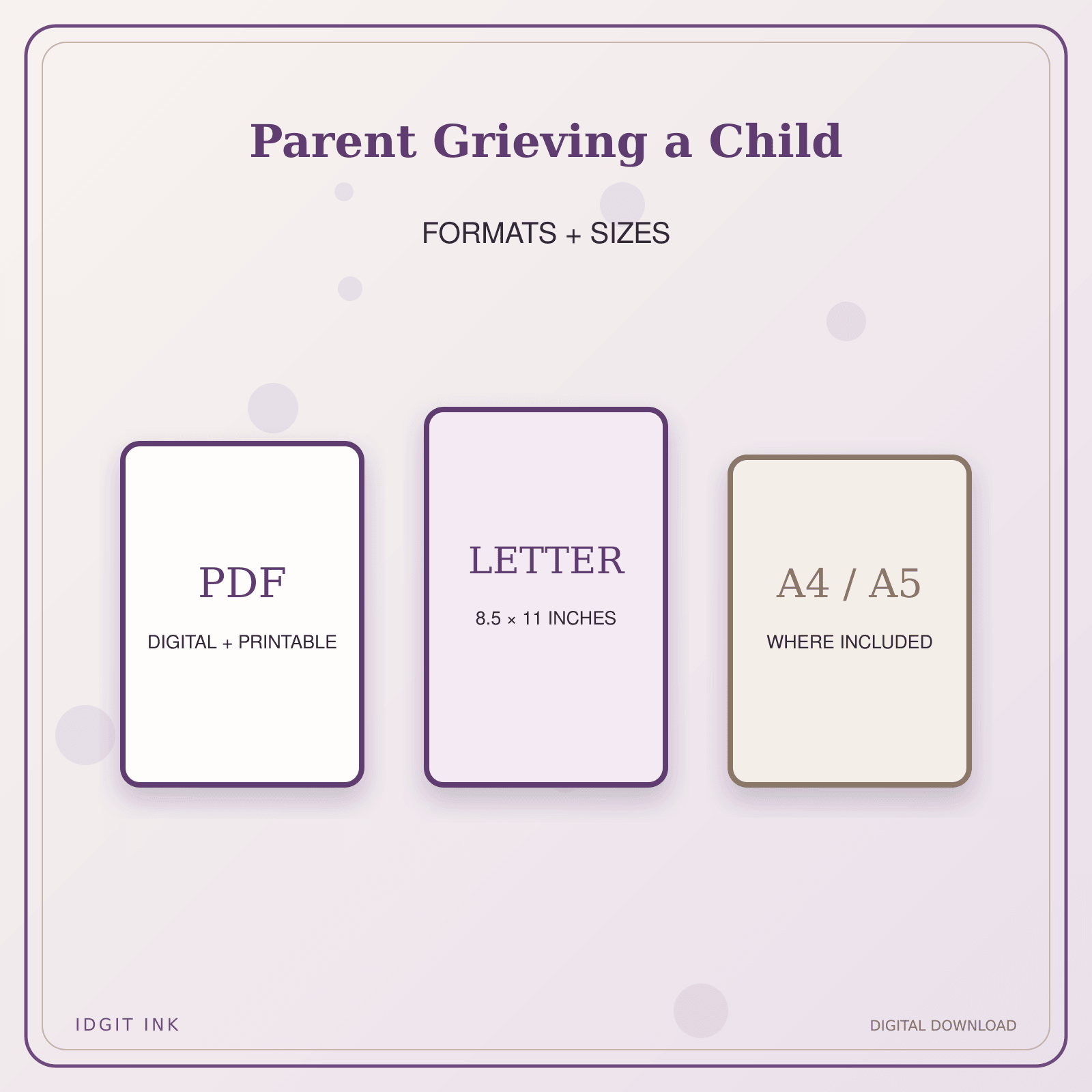 Idgit Ink Parent Grieving a Child deluxe journal and planner bundle — digital formats and available page sizes