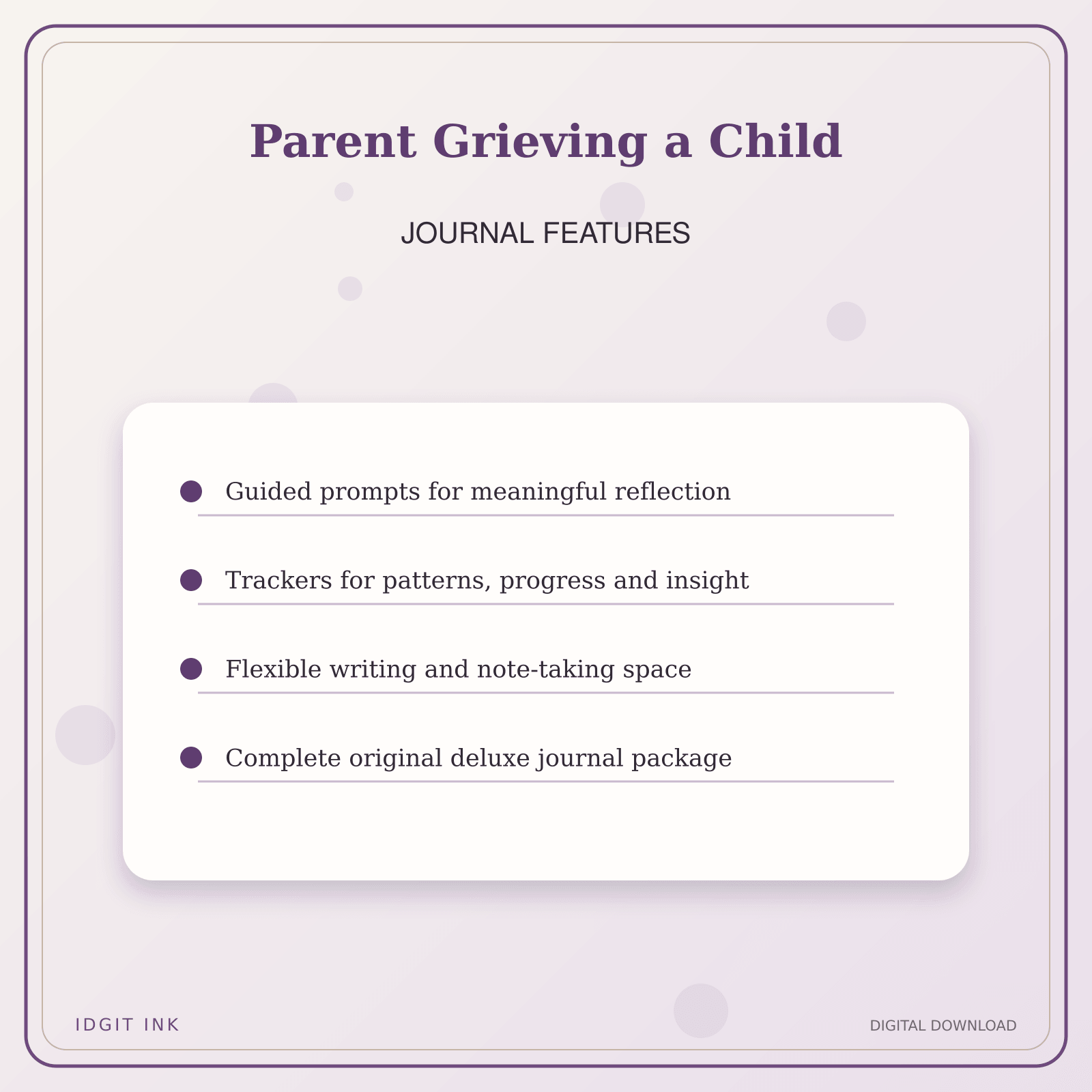 Idgit Ink Parent Grieving a Child deluxe journal and planner bundle — journal prompts and reflection features