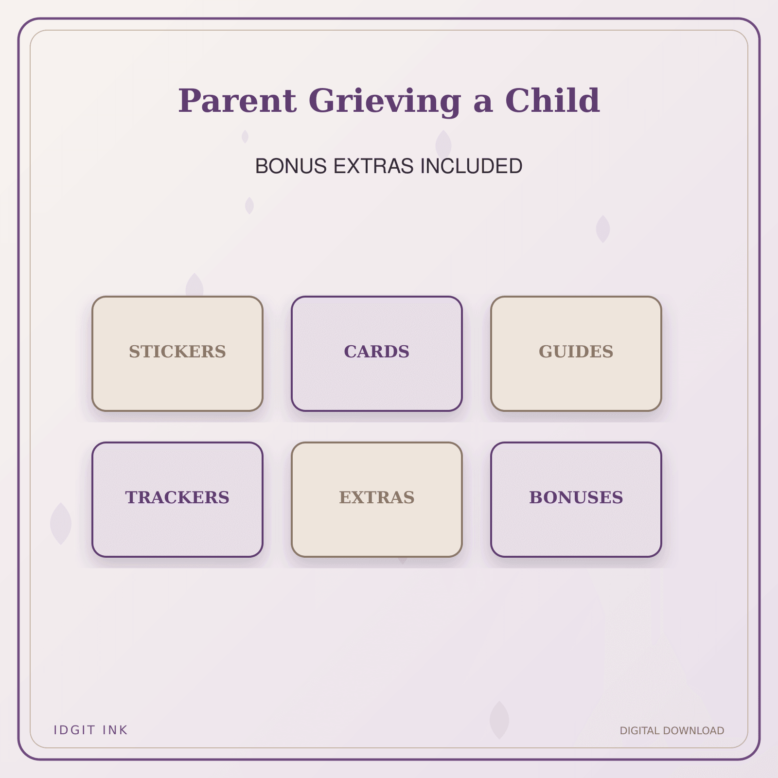 Idgit Ink Parent Grieving a Child deluxe journal and planner bundle — included digital stickers and cards