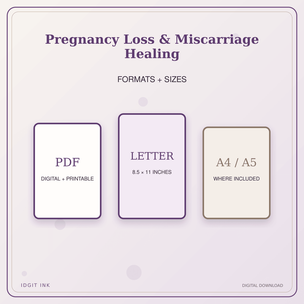 Idgit Ink Pregnancy Loss & Miscarriage Healing deluxe journal and planner bundle — digital formats and available page sizes