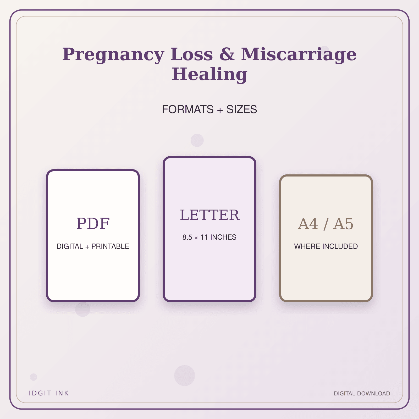 Idgit Ink Pregnancy Loss & Miscarriage Healing deluxe journal and planner bundle — digital formats and available page sizes