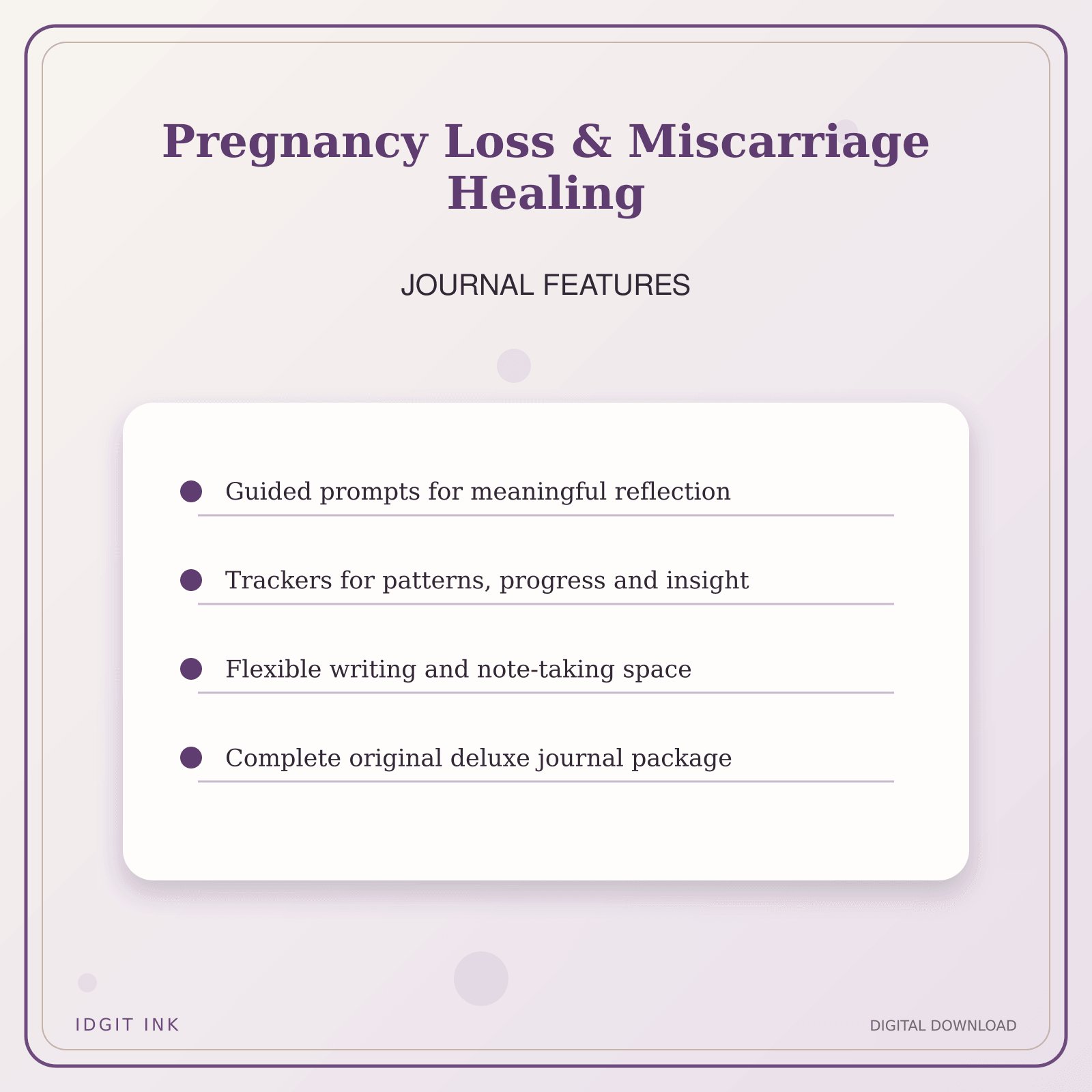 Idgit Ink Pregnancy Loss & Miscarriage Healing deluxe journal and planner bundle — journal prompts and reflection features