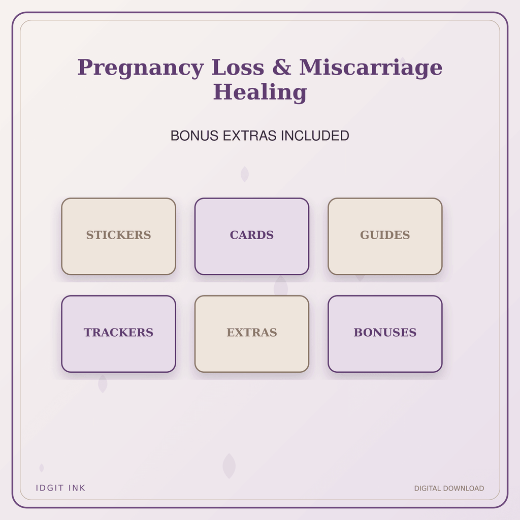 Idgit Ink Pregnancy Loss & Miscarriage Healing deluxe journal and planner bundle — included digital stickers and cards