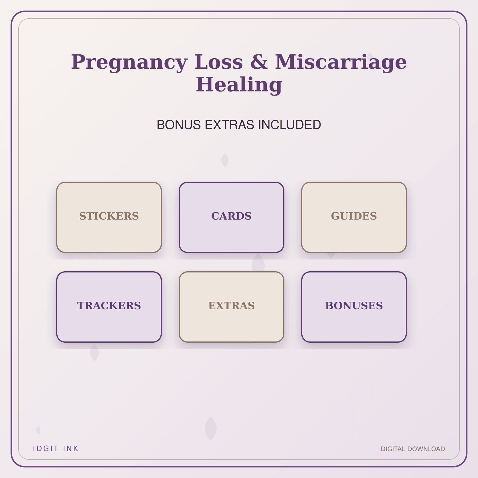 Idgit Ink Pregnancy Loss & Miscarriage Healing deluxe journal and planner bundle — included digital stickers and cards