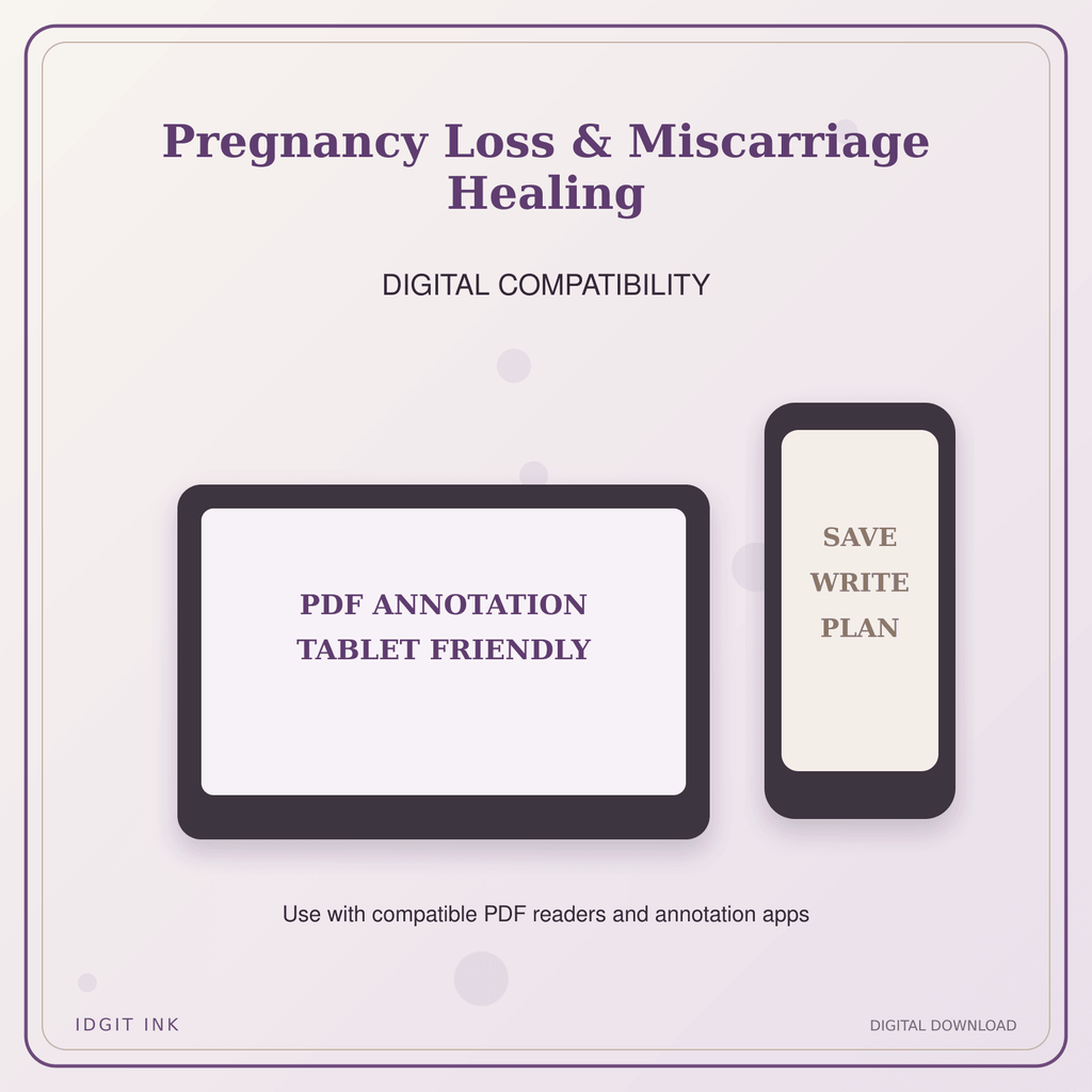 Idgit Ink Pregnancy Loss & Miscarriage Healing deluxe journal and planner bundle — tablet and pdf annotation compatibility