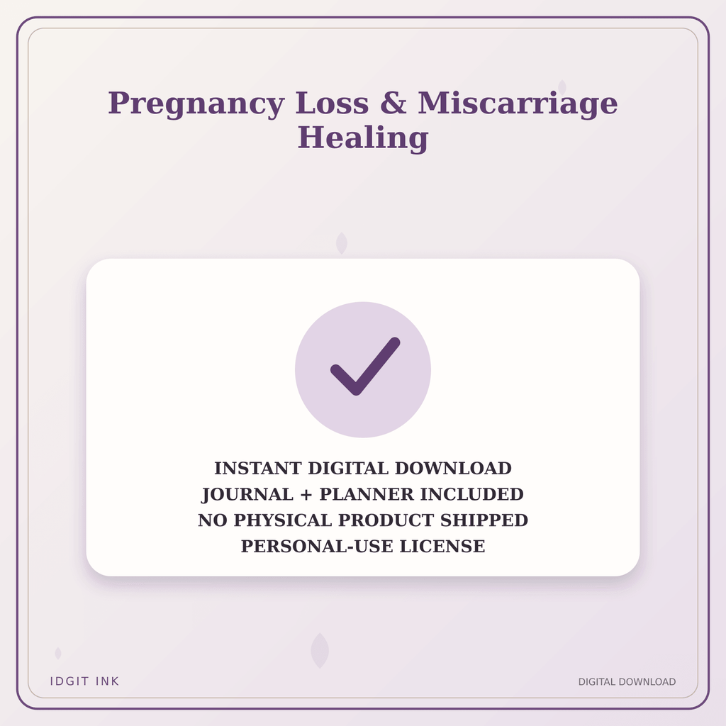Idgit Ink Pregnancy Loss & Miscarriage Healing deluxe journal and planner bundle — instant download and no physical product notice