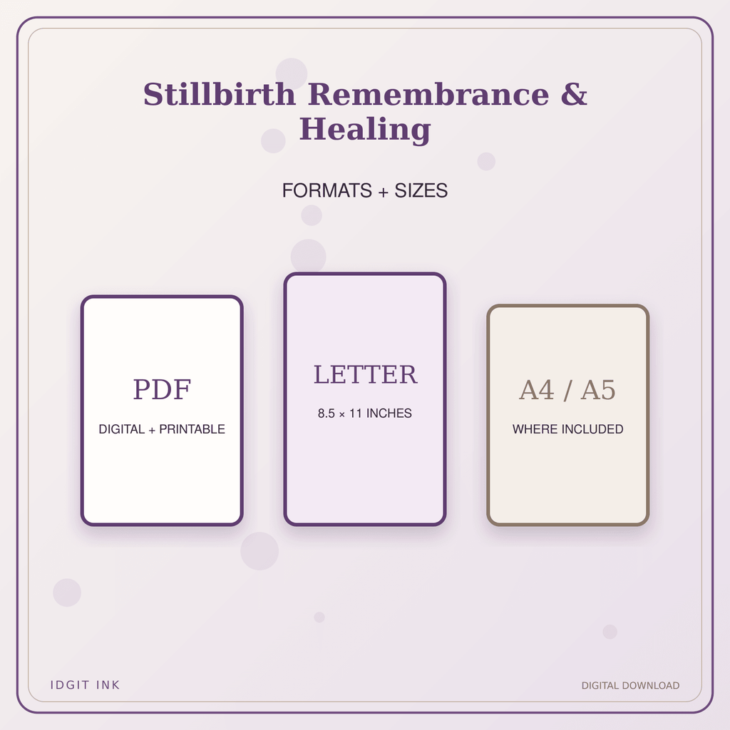 Idgit Ink Stillbirth Remembrance & Healing deluxe journal and planner bundle — digital formats and available page sizes
