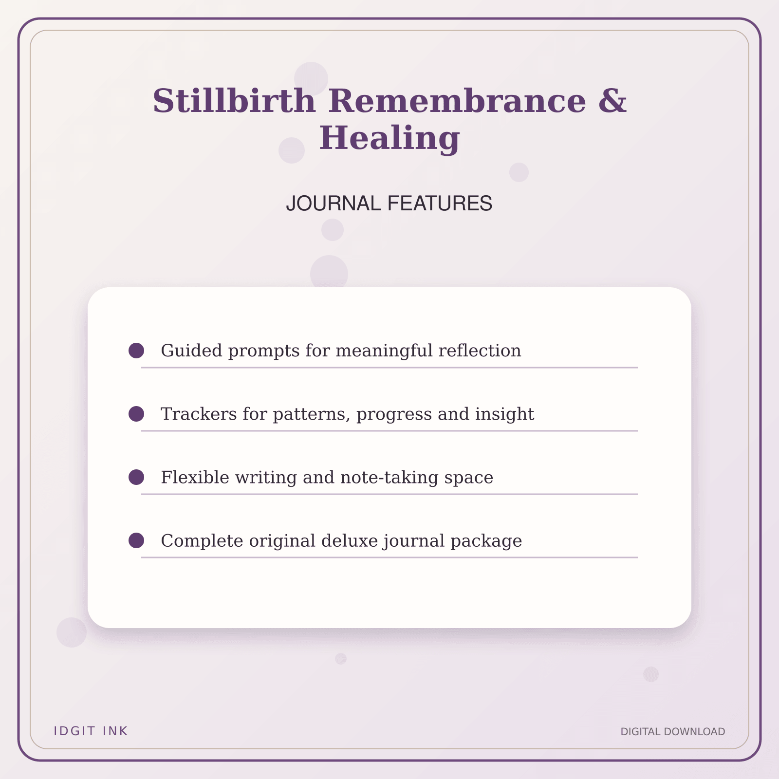 Idgit Ink Stillbirth Remembrance & Healing deluxe journal and planner bundle — journal prompts and reflection features