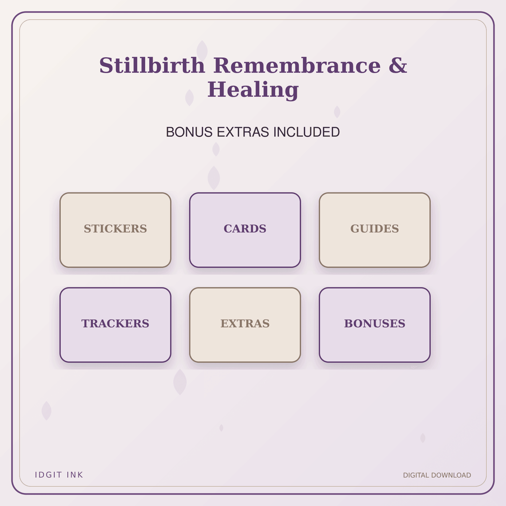 Idgit Ink Stillbirth Remembrance & Healing deluxe journal and planner bundle — included digital stickers and cards