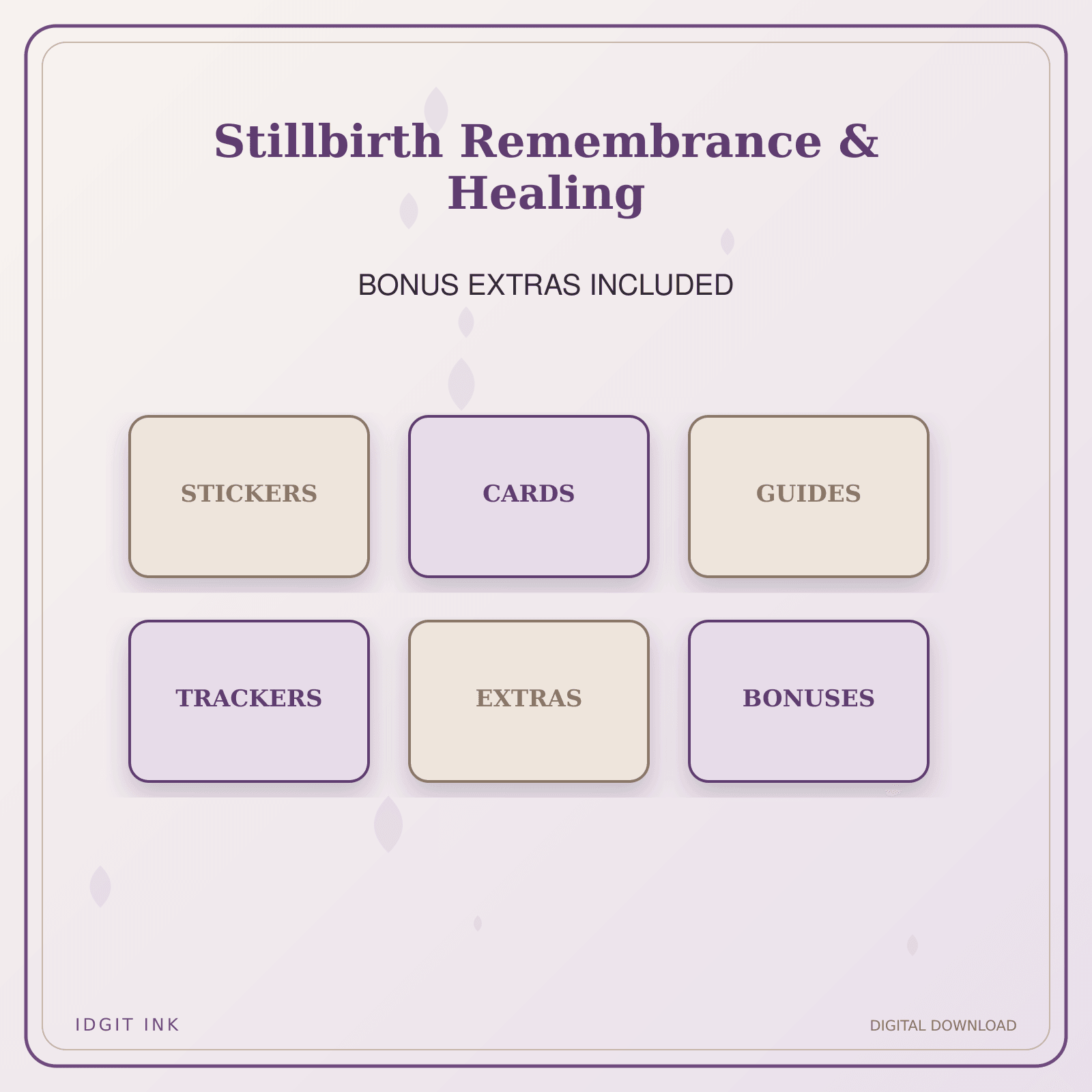 Idgit Ink Stillbirth Remembrance & Healing deluxe journal and planner bundle — included digital stickers and cards