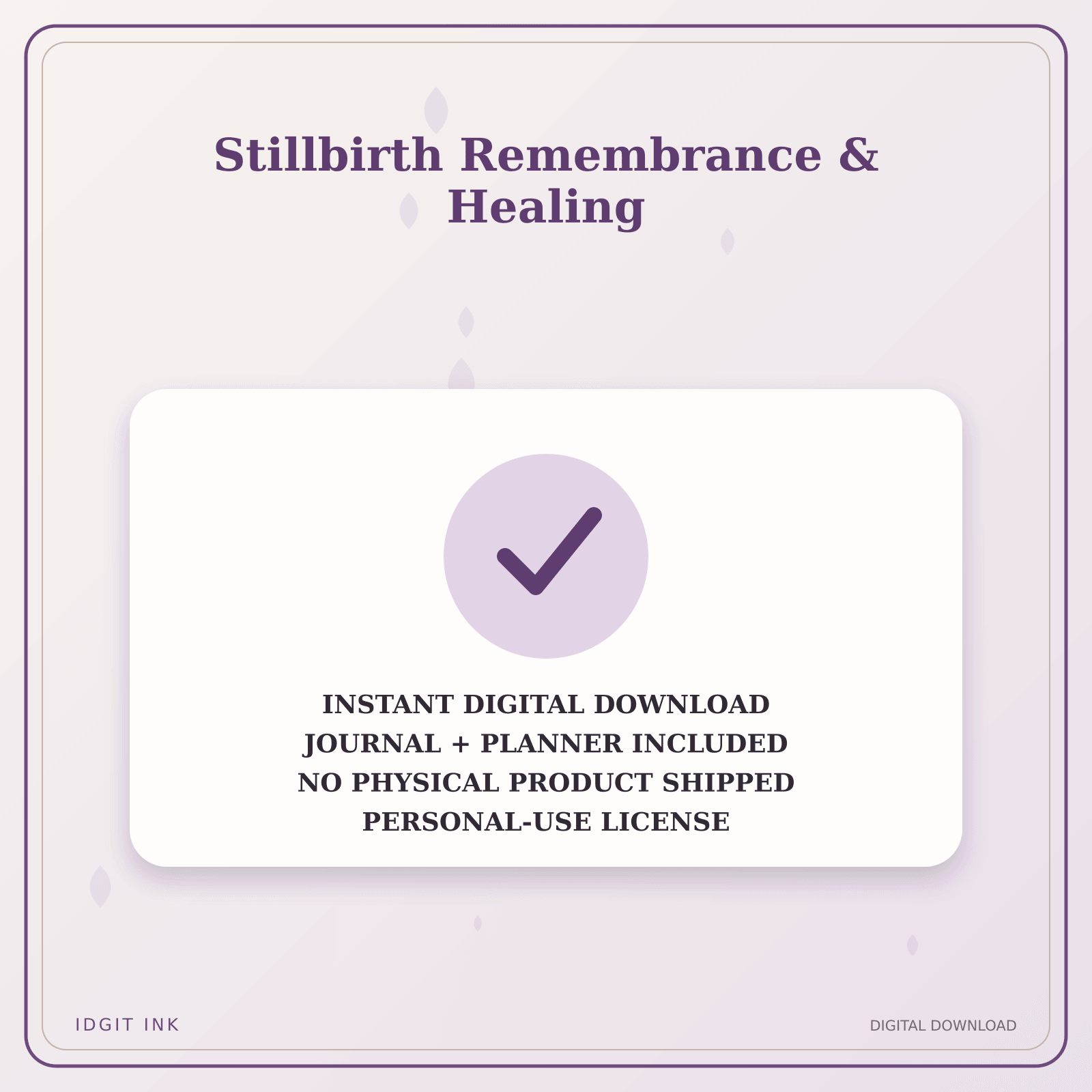 Idgit Ink Stillbirth Remembrance & Healing deluxe journal and planner bundle — instant download and no physical product notice