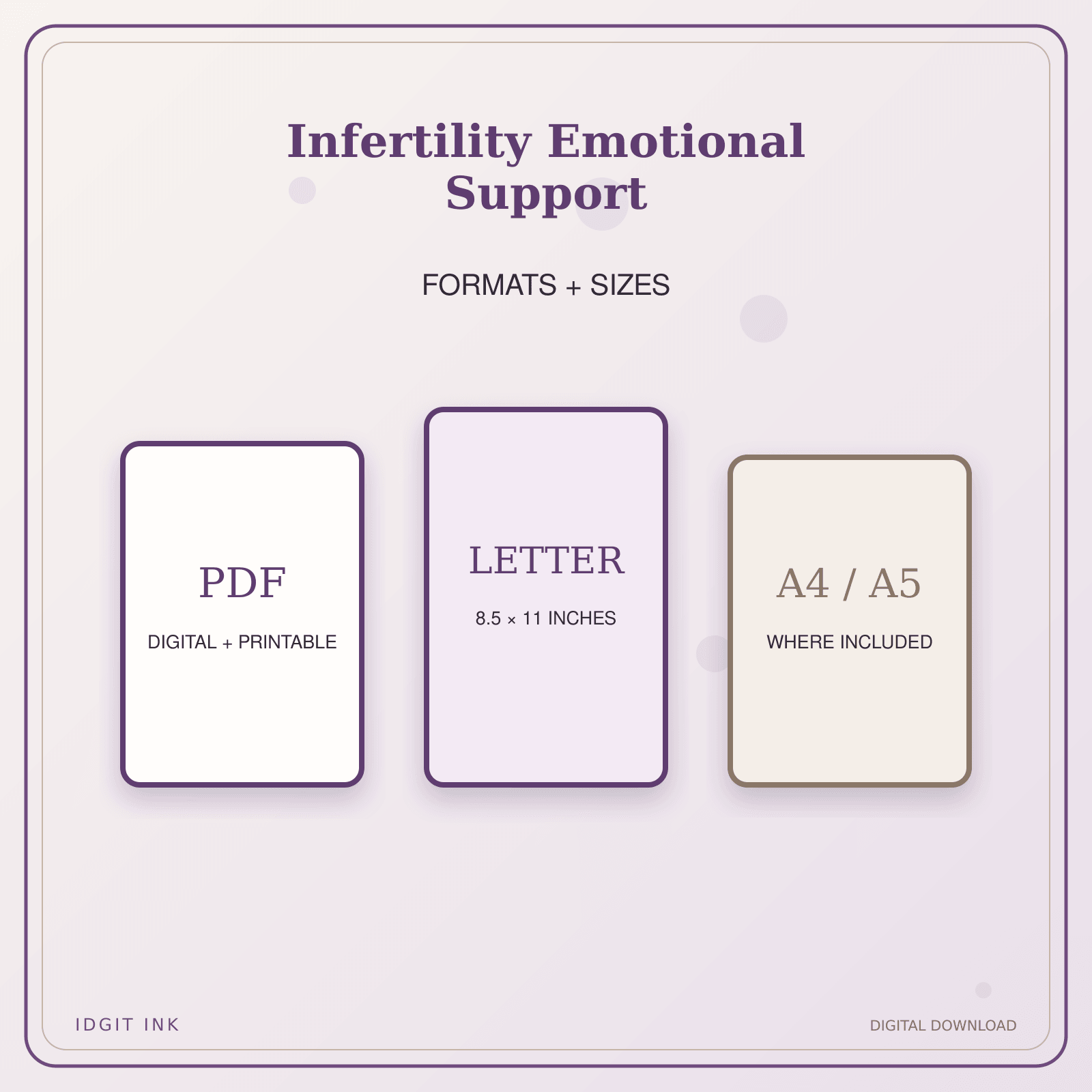 Idgit Ink Infertility Emotional Support deluxe journal and planner bundle — digital formats and available page sizes