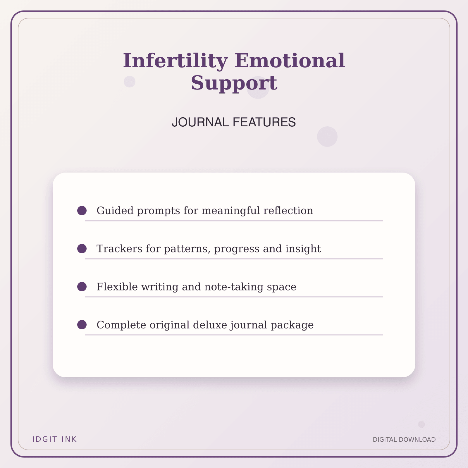 Idgit Ink Infertility Emotional Support deluxe journal and planner bundle — journal prompts and reflection features