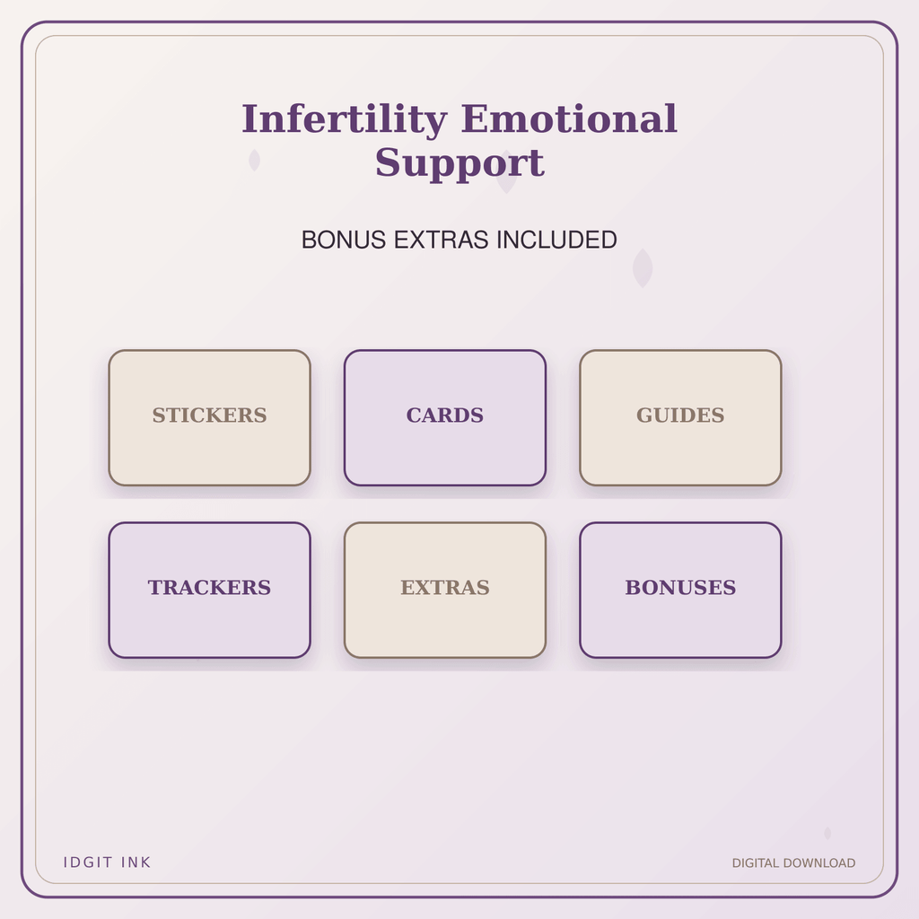 Idgit Ink Infertility Emotional Support deluxe journal and planner bundle — included digital stickers and cards