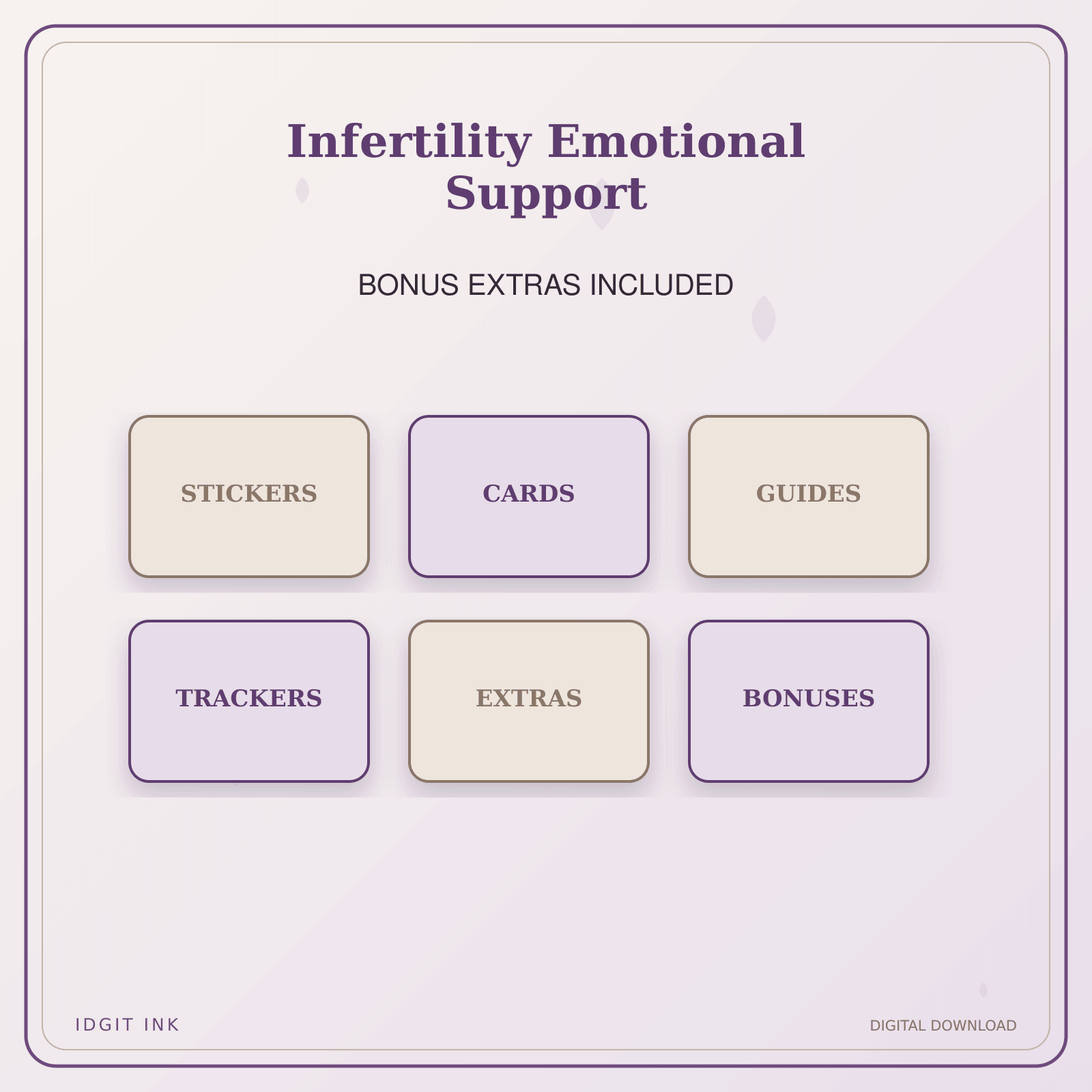 Idgit Ink Infertility Emotional Support deluxe journal and planner bundle — included digital stickers and cards