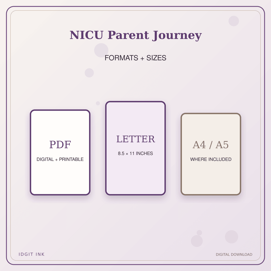 Idgit Ink NICU Parent Journey deluxe journal and planner bundle — digital formats and available page sizes