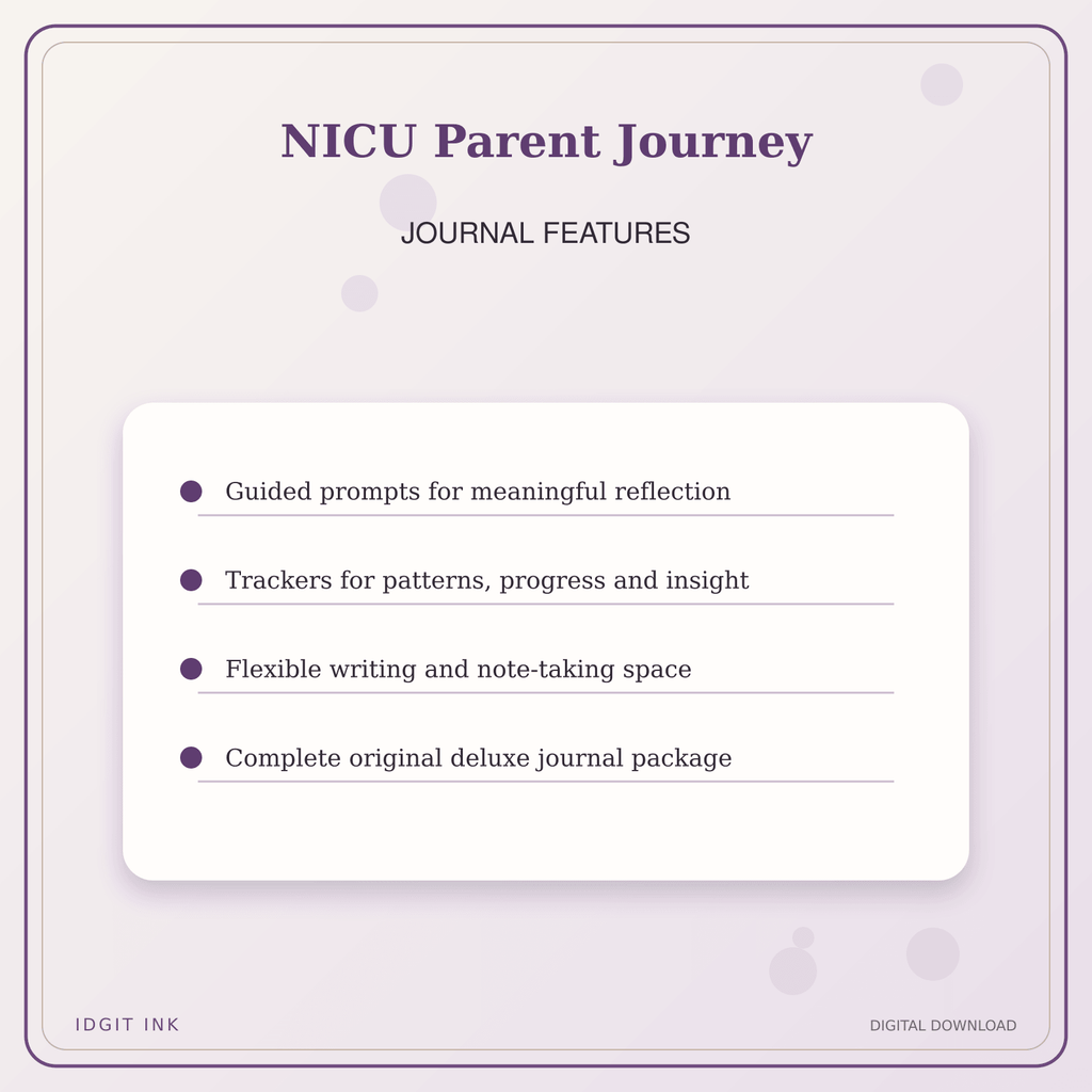 Idgit Ink NICU Parent Journey deluxe journal and planner bundle — journal prompts and reflection features