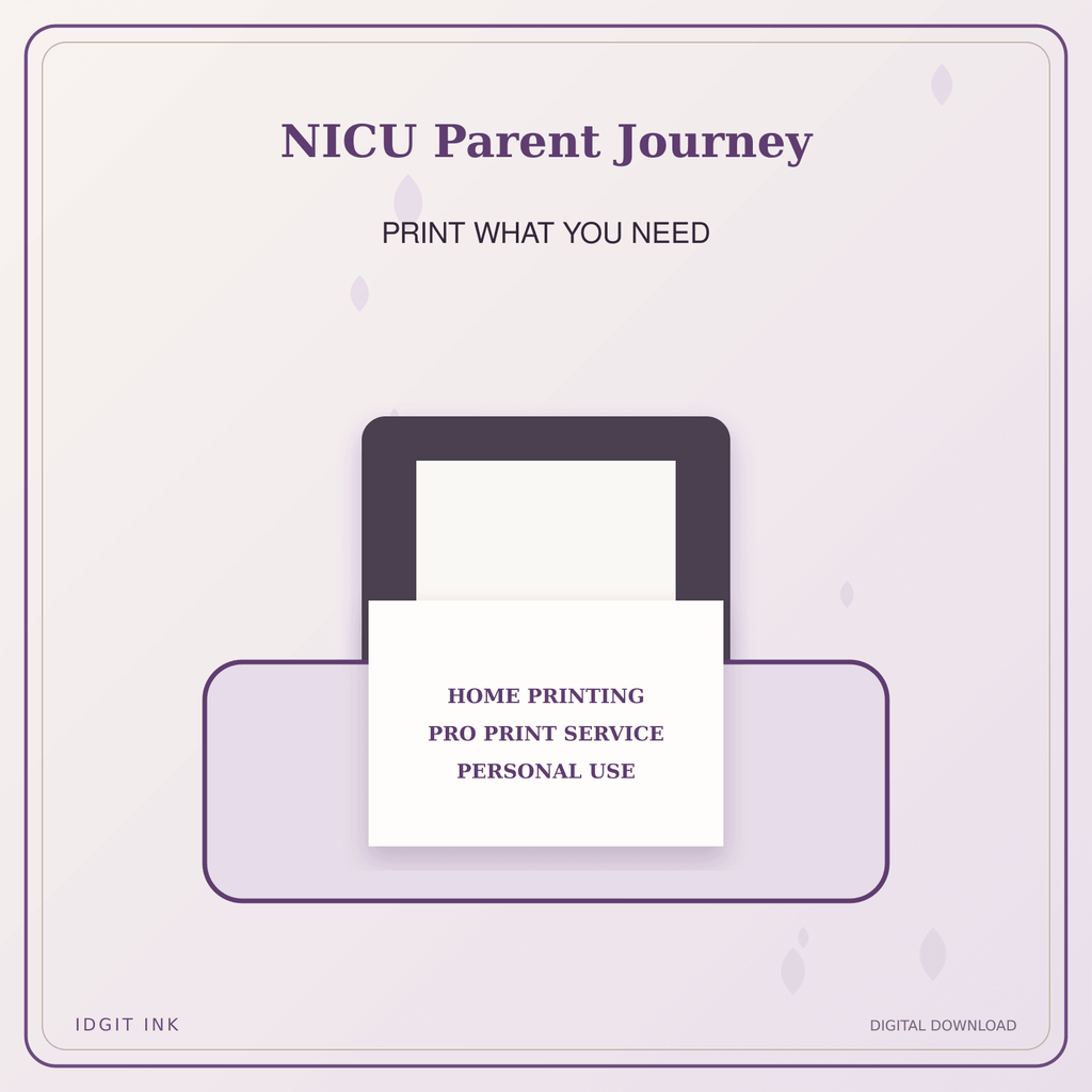 Idgit Ink NICU Parent Journey deluxe journal and planner bundle — home and professional printing information