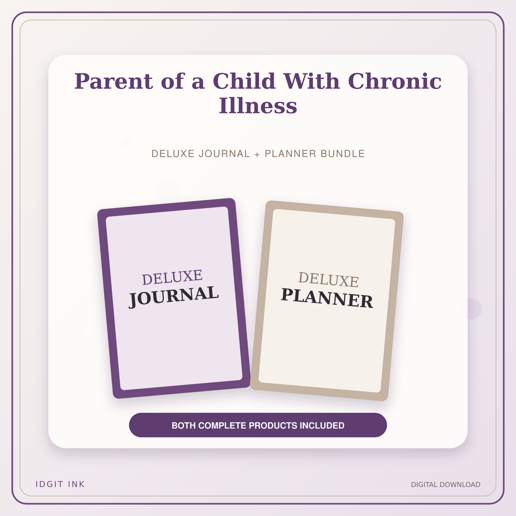 Idgit Ink Parent of a Child With Chronic Illness deluxe journal and planner bundle — primary bundle cover showing both deluxe products