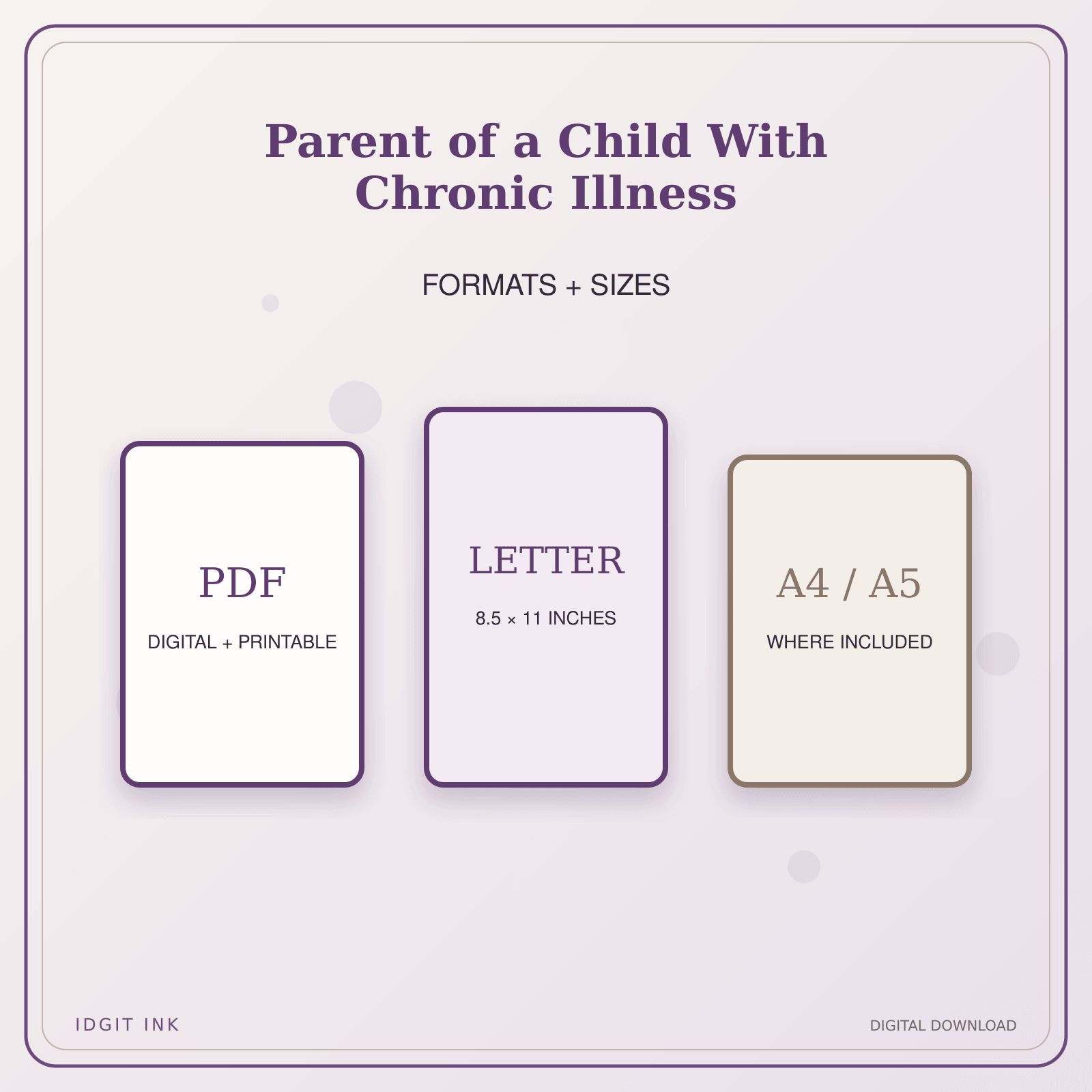 Idgit Ink Parent of a Child With Chronic Illness deluxe journal and planner bundle — digital formats and available page sizes