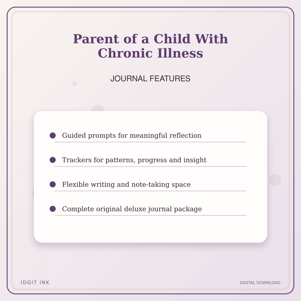 Idgit Ink Parent of a Child With Chronic Illness deluxe journal and planner bundle — journal prompts and reflection features