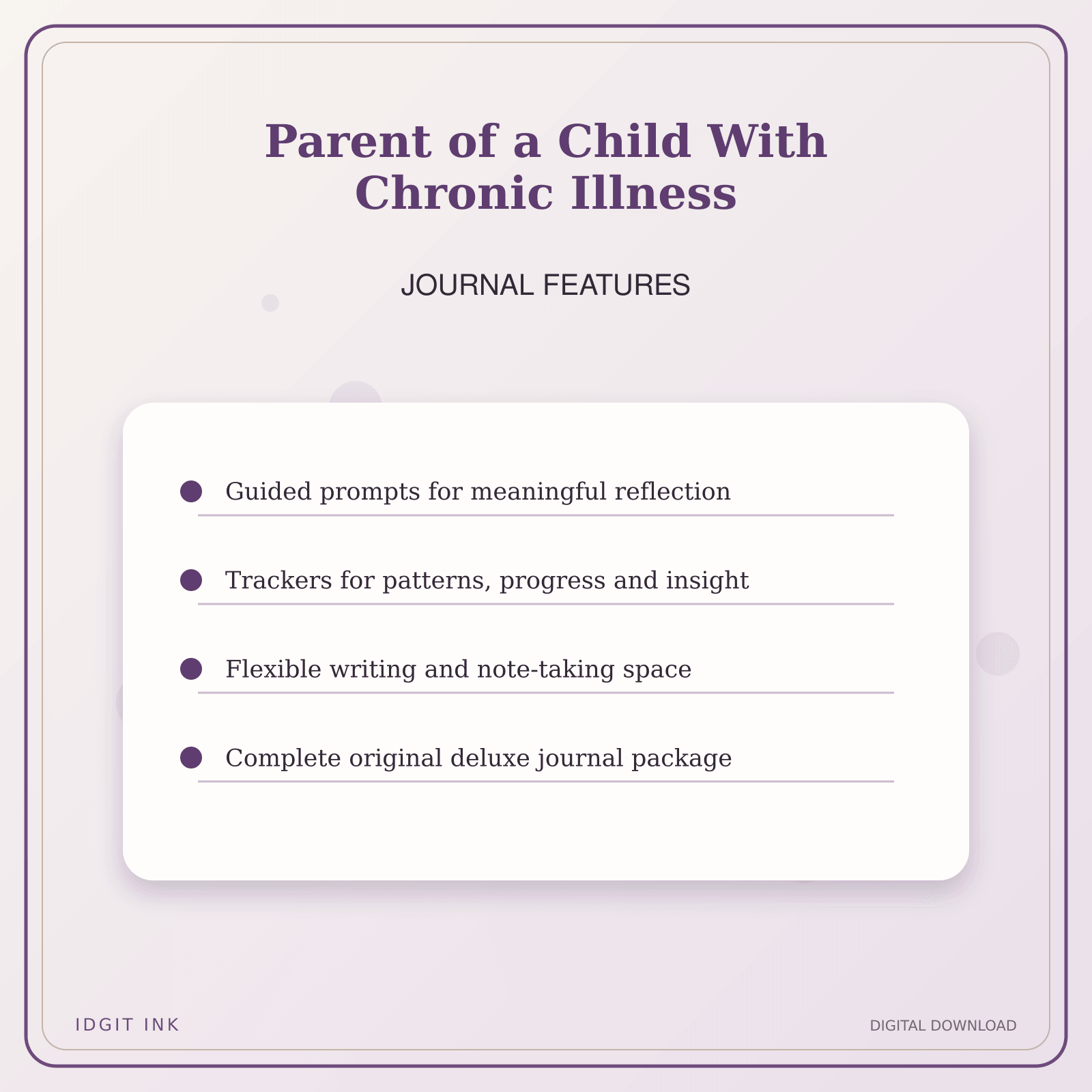 Idgit Ink Parent of a Child With Chronic Illness deluxe journal and planner bundle — journal prompts and reflection features