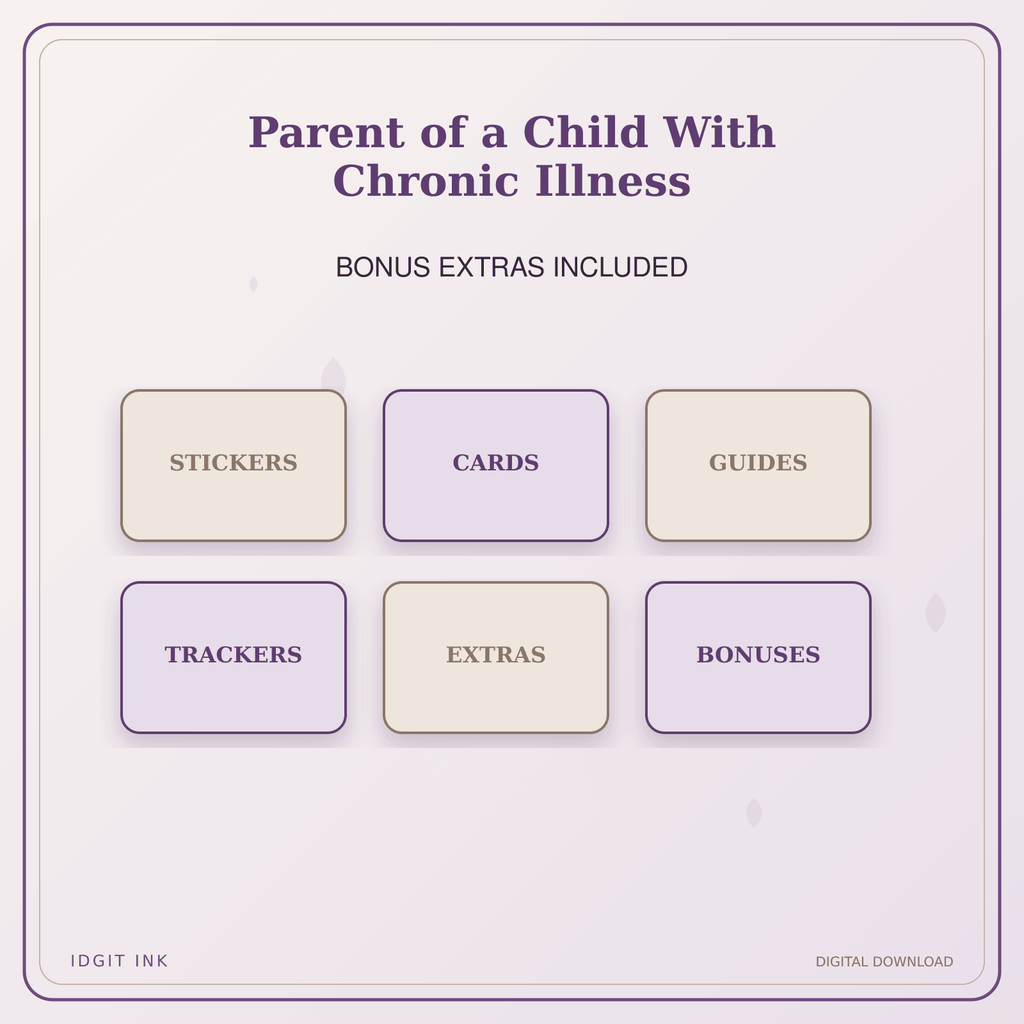 Idgit Ink Parent of a Child With Chronic Illness deluxe journal and planner bundle — included digital stickers and cards