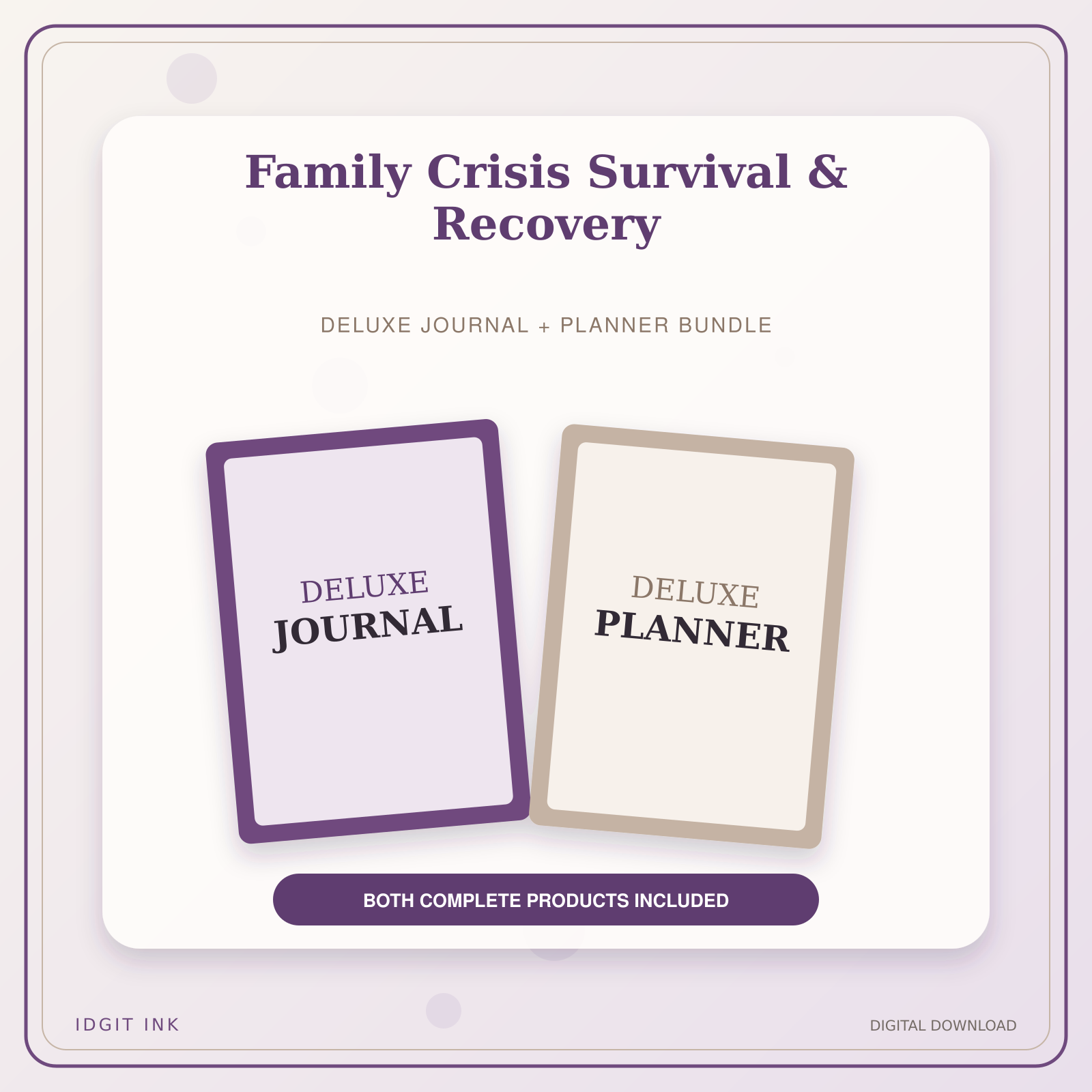 Idgit Ink Family Crisis Survival & Recovery deluxe journal and planner bundle — primary bundle cover showing both deluxe products