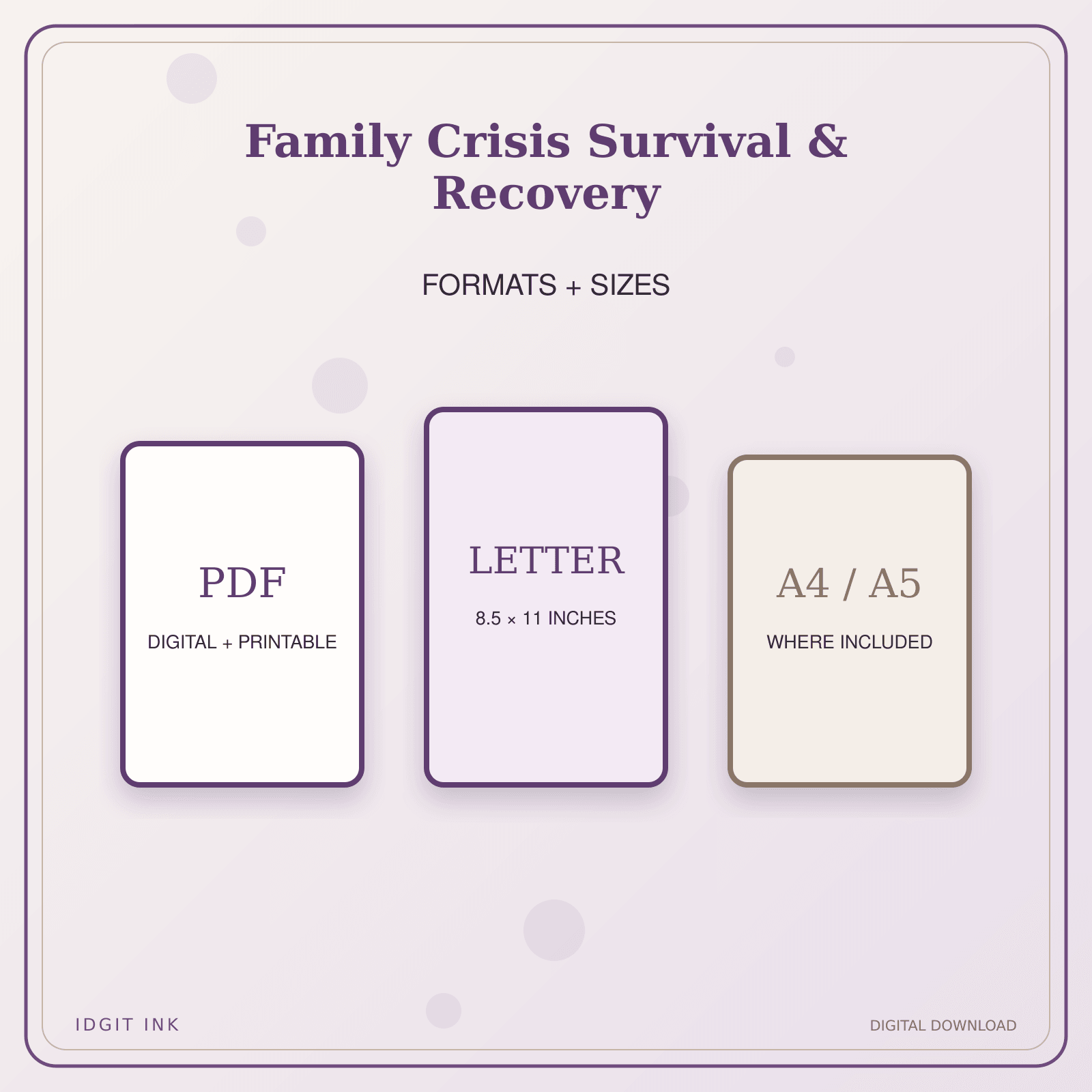 Idgit Ink Family Crisis Survival & Recovery deluxe journal and planner bundle — digital formats and available page sizes
