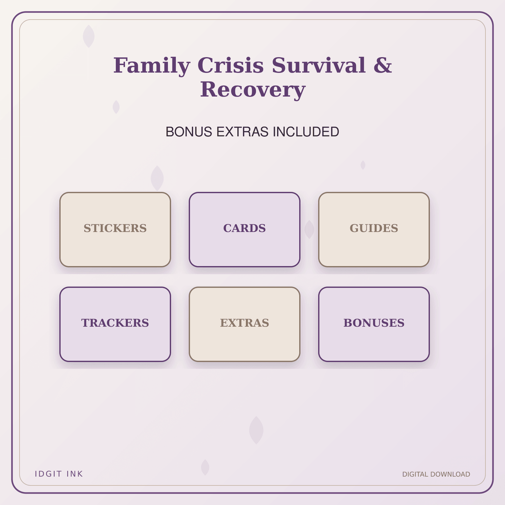 Idgit Ink Family Crisis Survival & Recovery deluxe journal and planner bundle — included digital stickers and cards