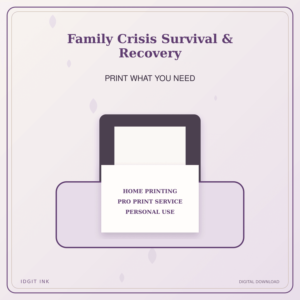 Idgit Ink Family Crisis Survival & Recovery deluxe journal and planner bundle — home and professional printing information